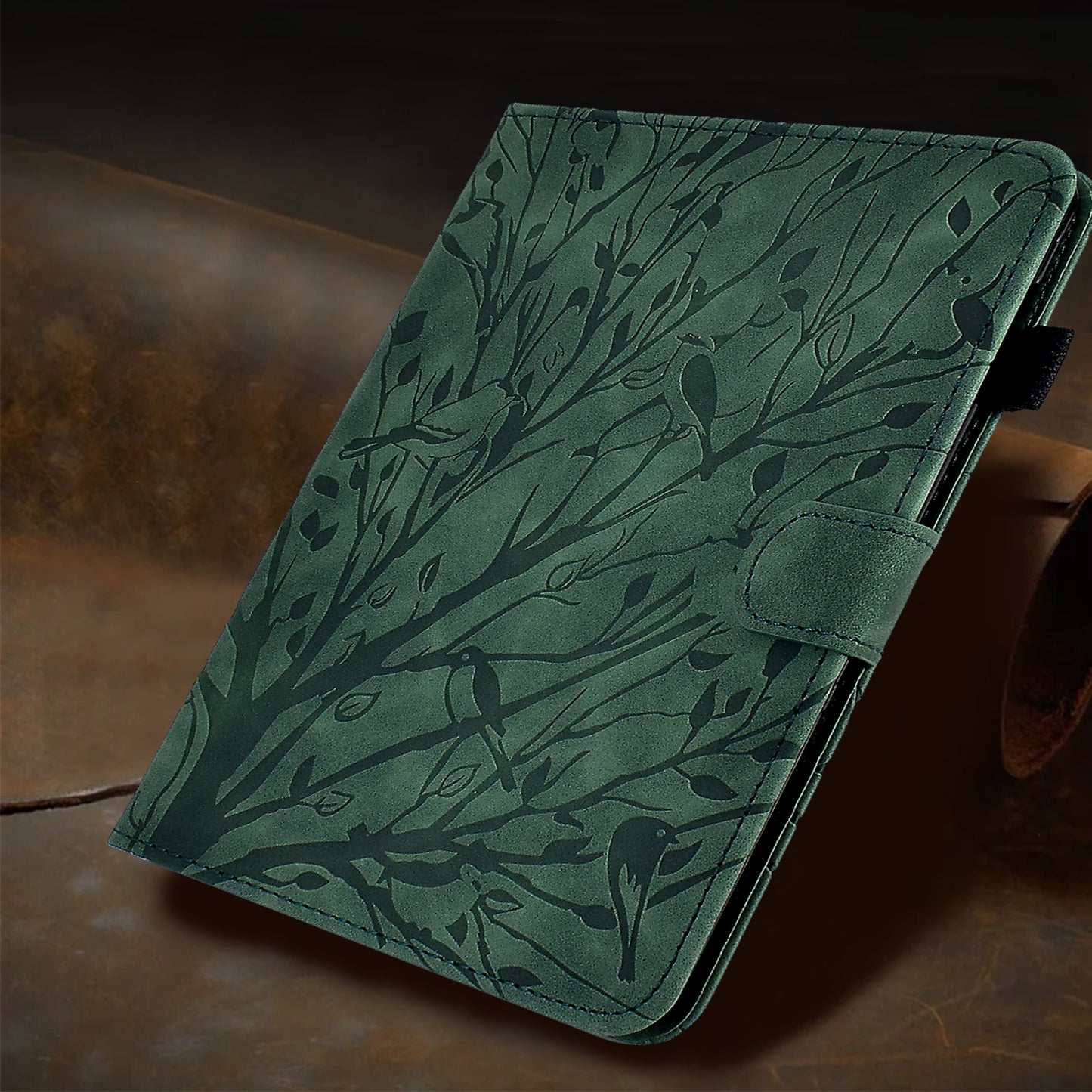 For iPad Air (2013) / Air 2 / iPad 9.7-inch (2017) / (2018) Tablet Leather Case Stand Card Holder Imprinted Tree Cover