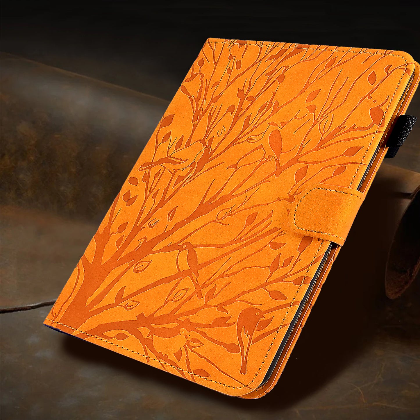 For iPad Air (2013) / Air 2 / iPad 9.7-inch (2017) / (2018) Tablet Leather Case Stand Card Holder Imprinted Tree Cover