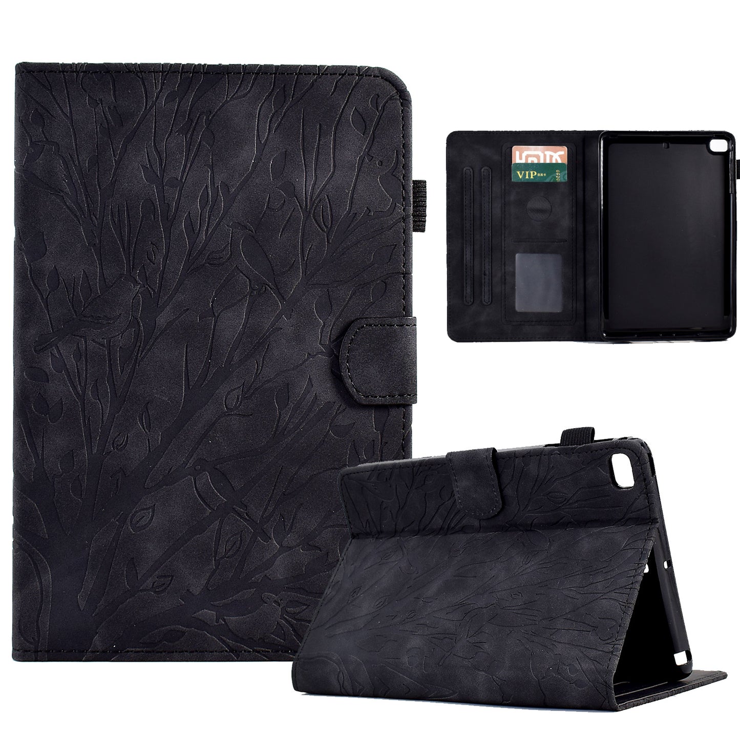 For iPad Air (2013) / Air 2 / iPad 9.7-inch (2017) / (2018) Tablet Leather Case Stand Card Holder Imprinted Tree Cover