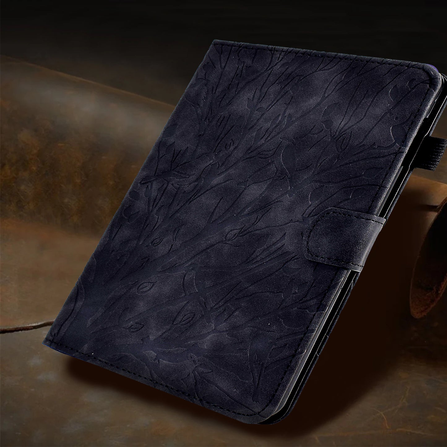For iPad Air (2013) / Air 2 / iPad 9.7-inch (2017) / (2018) Tablet Leather Case Stand Card Holder Imprinted Tree Cover
