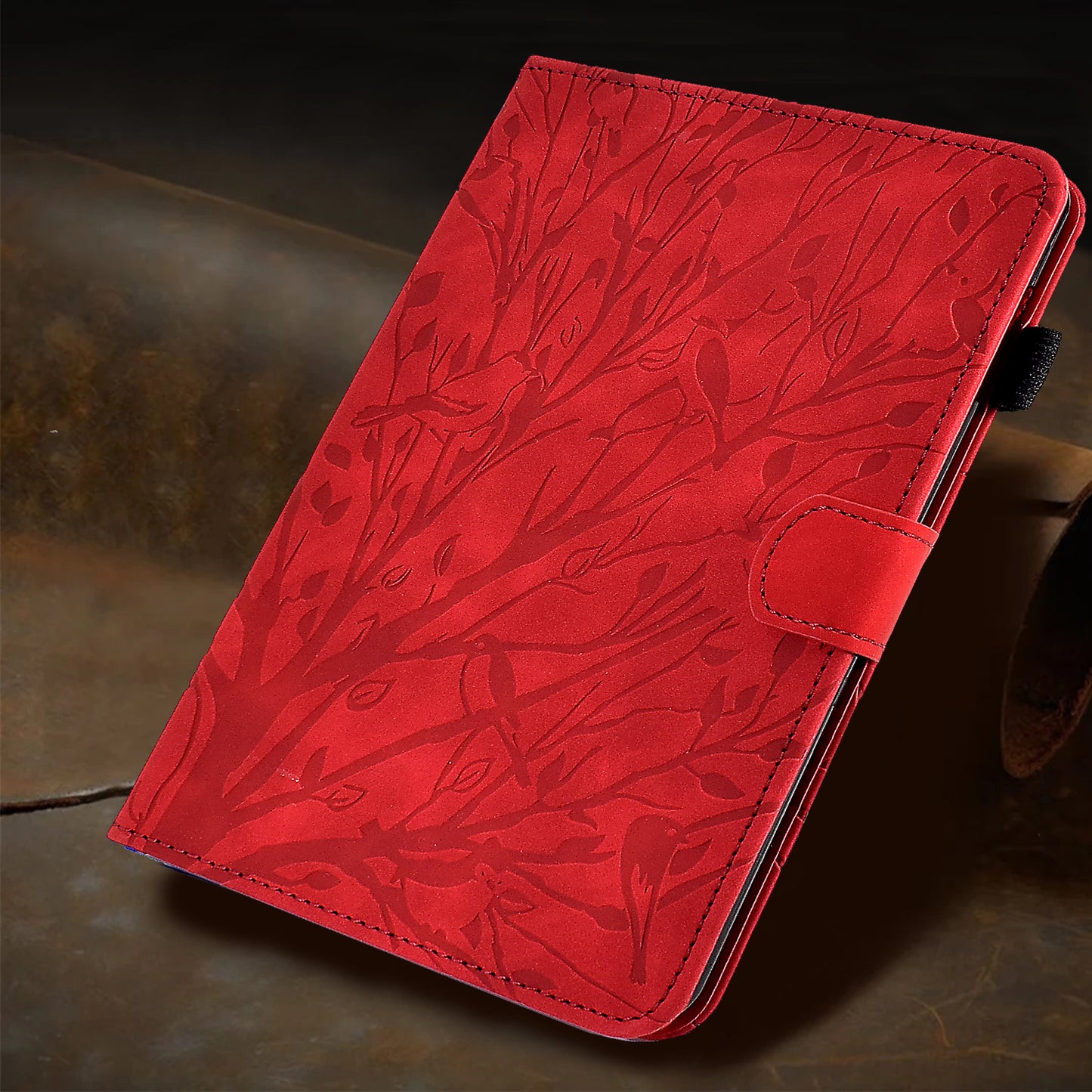 For iPad Air (2013) / Air 2 / iPad 9.7-inch (2017) / (2018) Tablet Leather Case Stand Card Holder Imprinted Tree Cover
