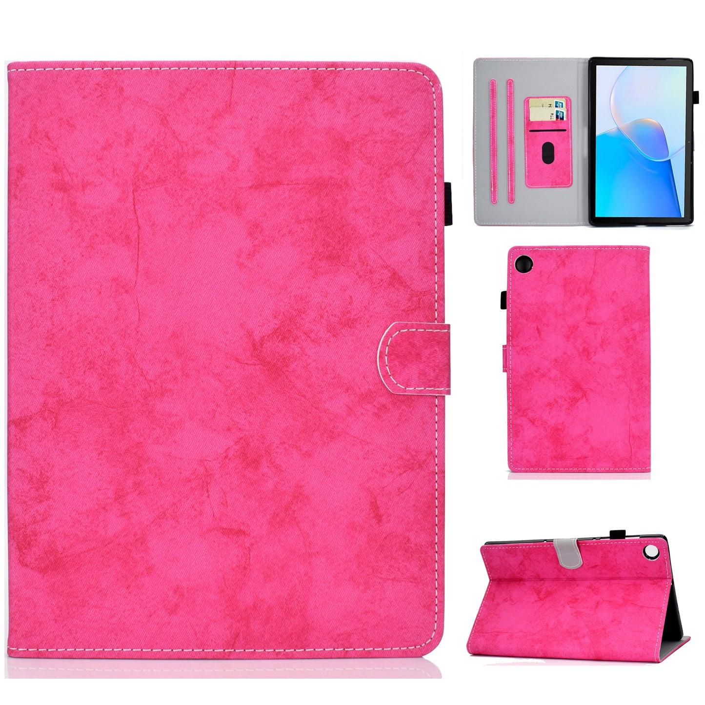 For Huawei MatePad SE 10.4-inch A6 Cloth Texture Tablet Case PU Leather Stand Card Slots Folio Cover