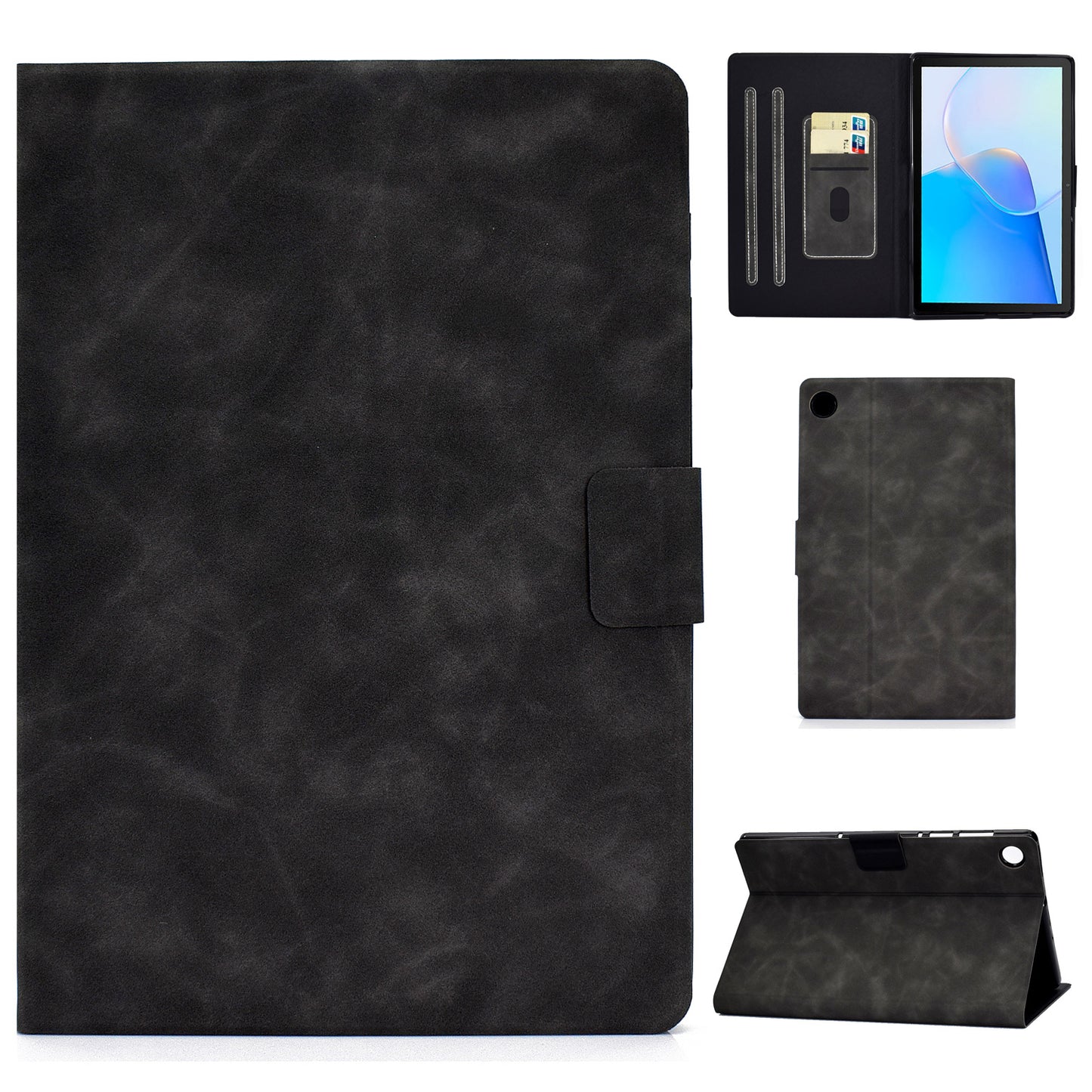 For Huawei MatePad SE 10.4-inch A7 Cowhide Texture Tablet Case PU Leather Stand Card Slot Cover