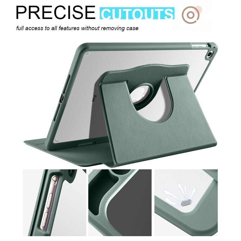 For iPad Air (2013) / Air 2 / iPad 9.7-inch (2017) / (2018) PU Leather+Acrylic Tablet Case Rotary Kickstand Cover with Pen Holder