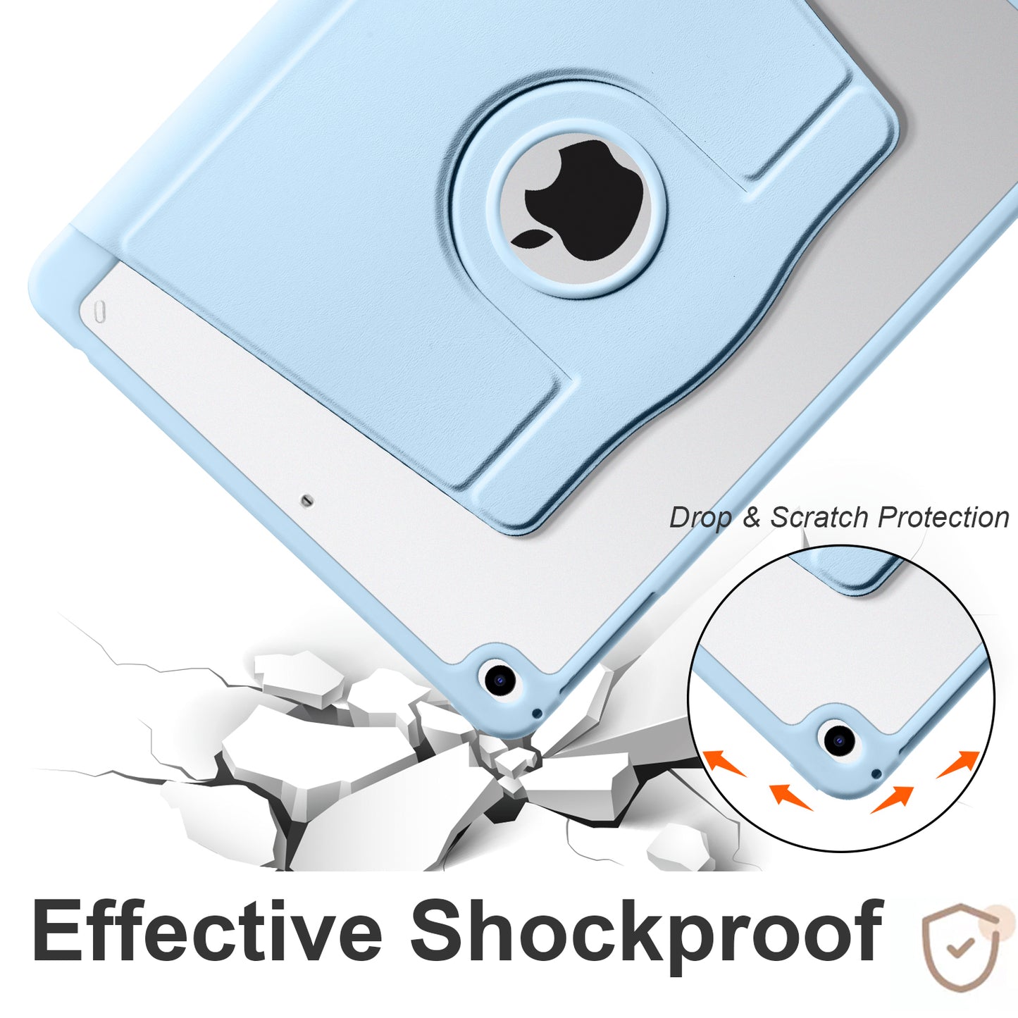 For iPad Air (2013) / Air 2 / iPad 9.7-inch (2017) / (2018) PU Leather+Acrylic Tablet Case Rotary Kickstand Cover with Pen Holder