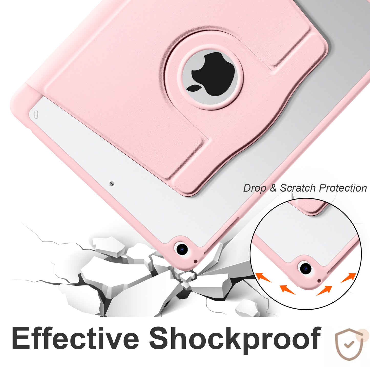 For iPad Air (2013) / Air 2 / iPad 9.7-inch (2017) / (2018) PU Leather+Acrylic Tablet Case Rotary Kickstand Cover with Pen Holder