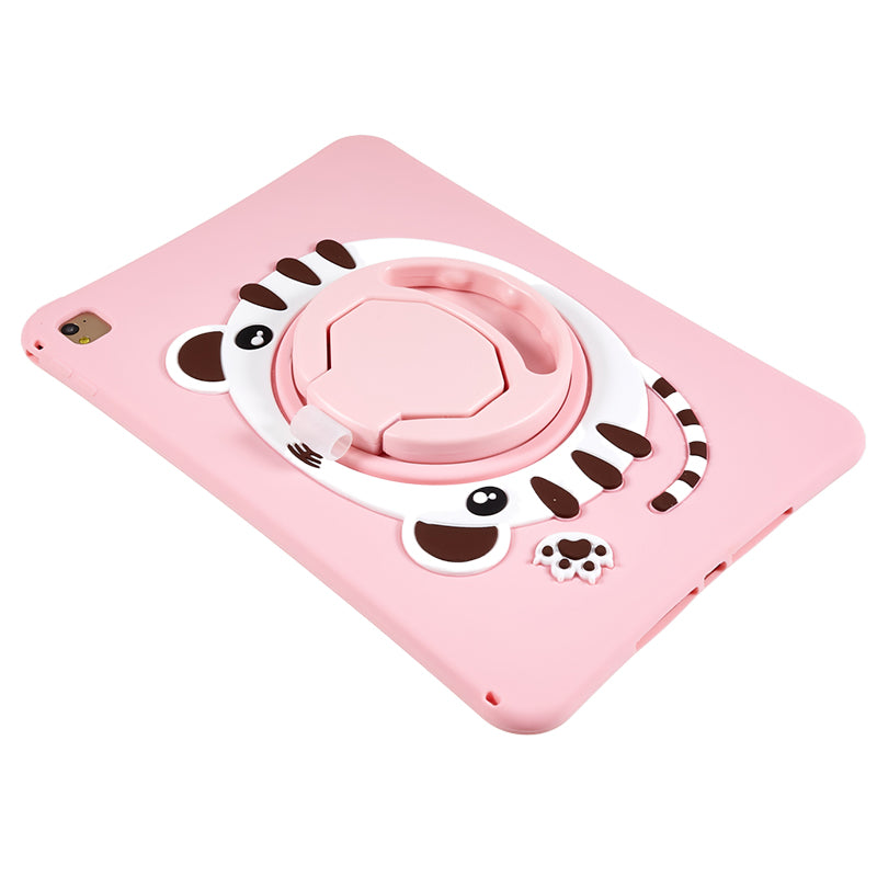 For iPad Air (2013) / Air 2 / iPad 9.7-inch (2017) / (2018) / Pro 9.7 inch (2016) Rotary Kickstand Tablet Case Cat Style PC+Silicone Cover