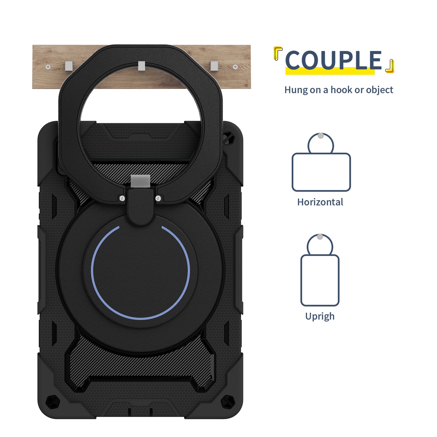 For Huawei MatePad 11 (2023) Silicone+PC Protective Case Rotating Handle Kickstand Tablet Cover with Pencil Holder and Shoulder Strap