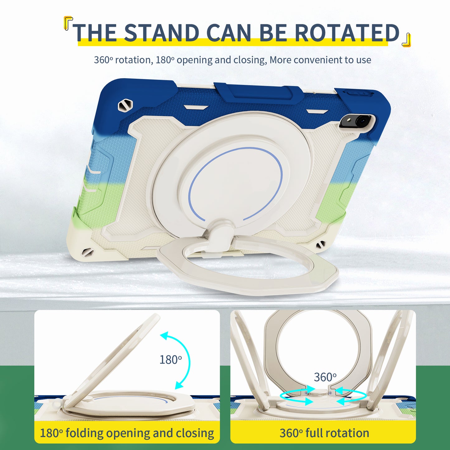 For Huawei MatePad 11 (2023) Silicone+PC Protective Case Rotating Handle Kickstand Tablet Cover with Pencil Holder and Shoulder Strap