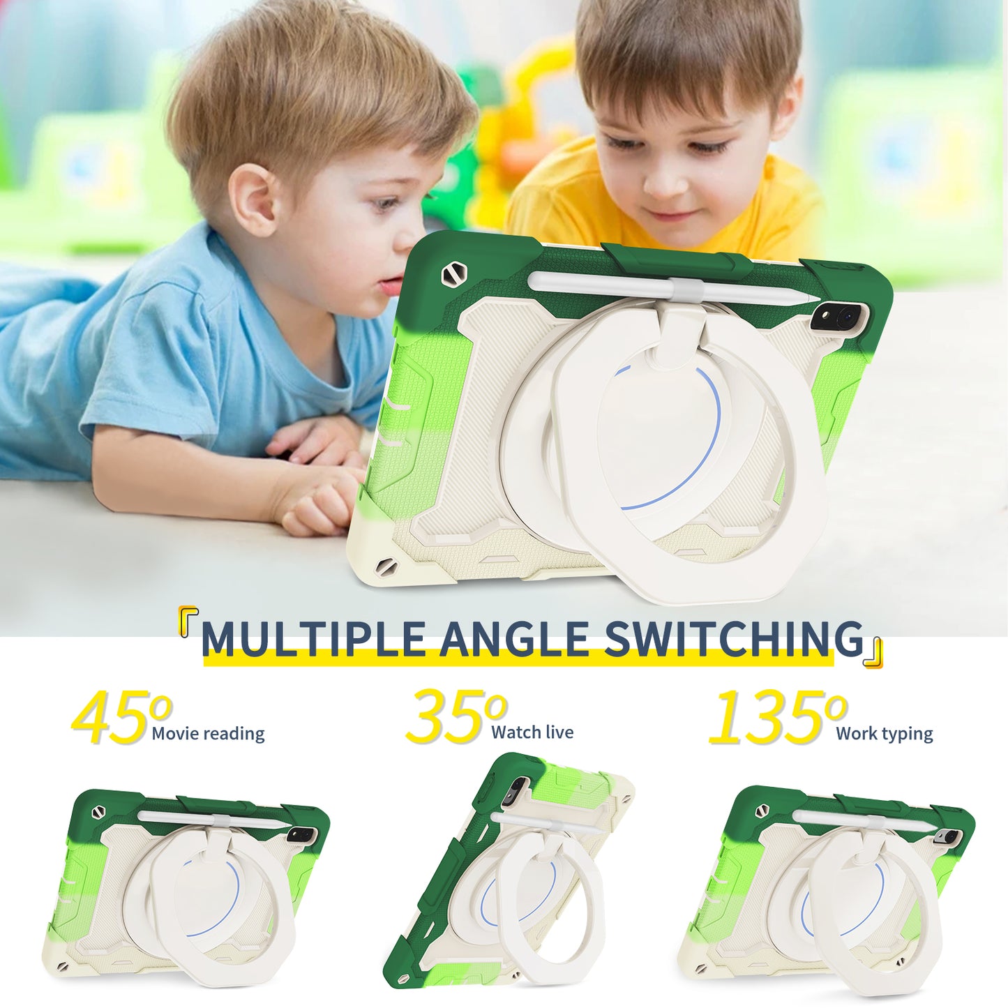 For Huawei MatePad 11 (2023) Silicone+PC Protective Case Rotating Handle Kickstand Tablet Cover with Pencil Holder and Shoulder Strap
