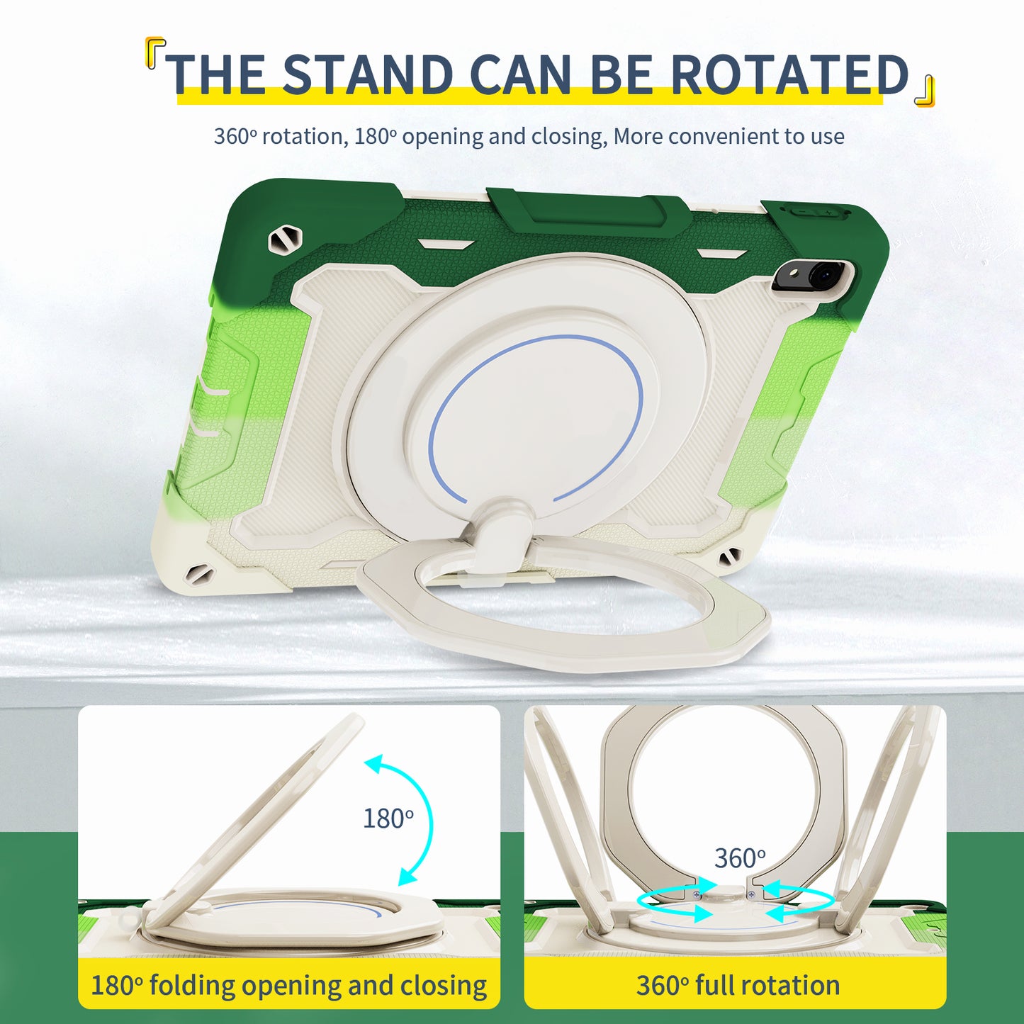 For Huawei MatePad 11 (2023) Silicone+PC Protective Case Rotating Handle Kickstand Tablet Cover with Pencil Holder and Shoulder Strap
