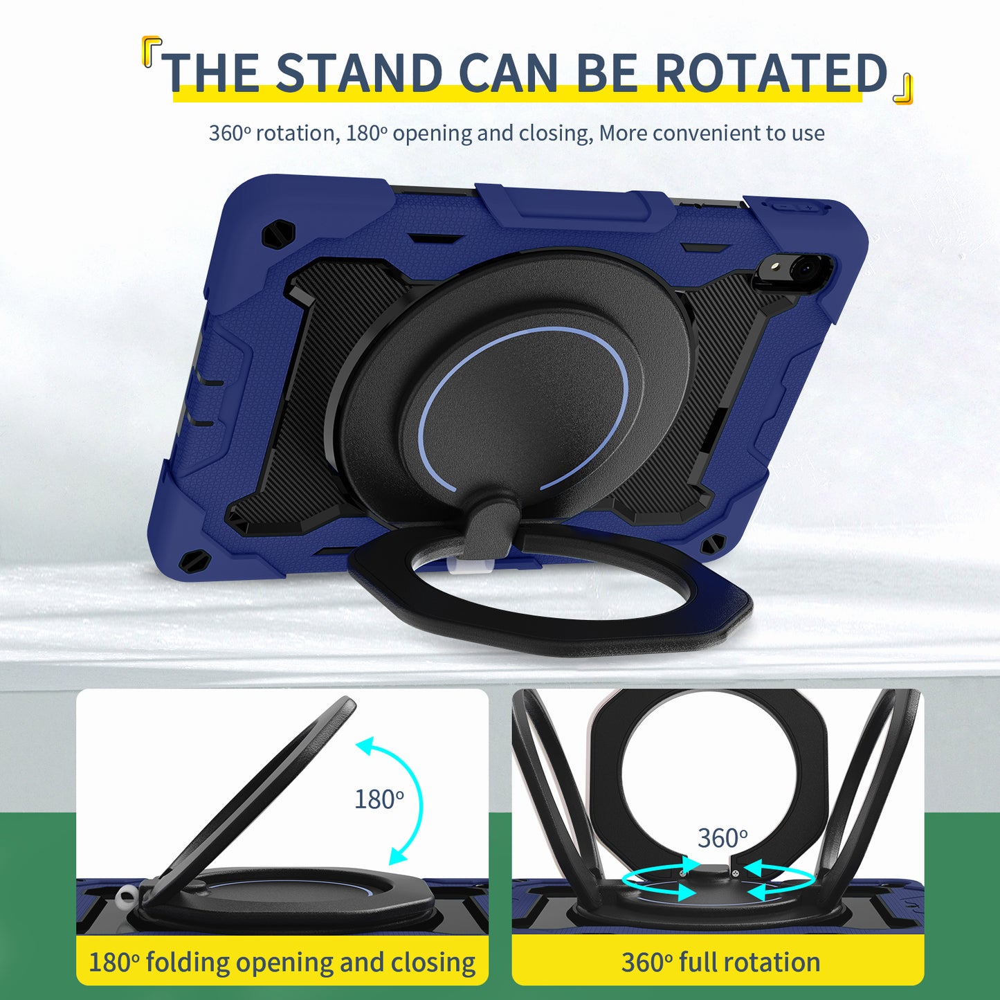 For Huawei MatePad 11 (2023) Silicone+PC Protective Case Rotating Handle Kickstand Tablet Cover with Pencil Holder and Shoulder Strap
