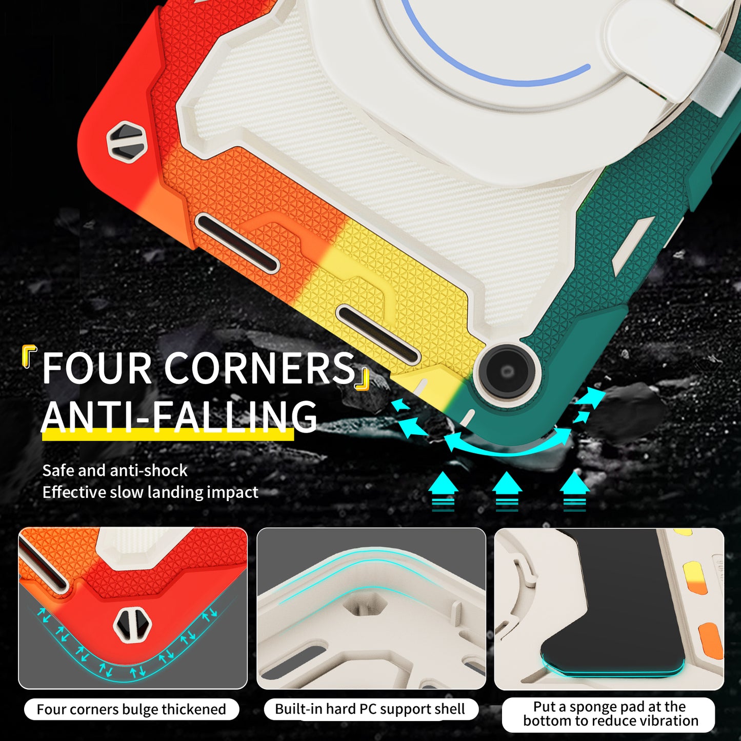 For Huawei MatePad SE 10.4-inch Rotating Handle Kickstand Tablet Cover Silicone+PC Protective Case with Shoulder Strap