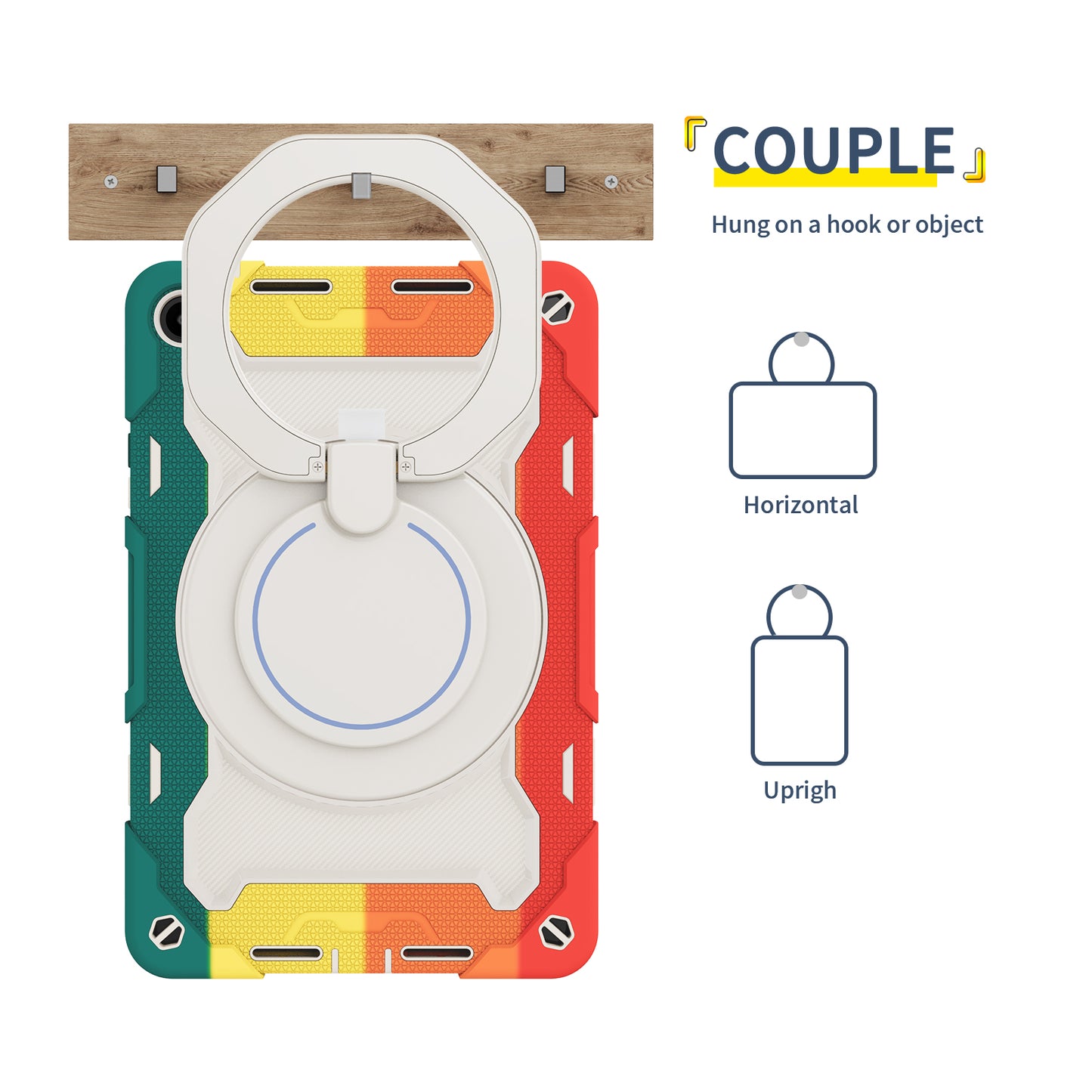 For Huawei MatePad SE 10.4-inch Rotating Handle Kickstand Tablet Cover Silicone+PC Protective Case with Shoulder Strap