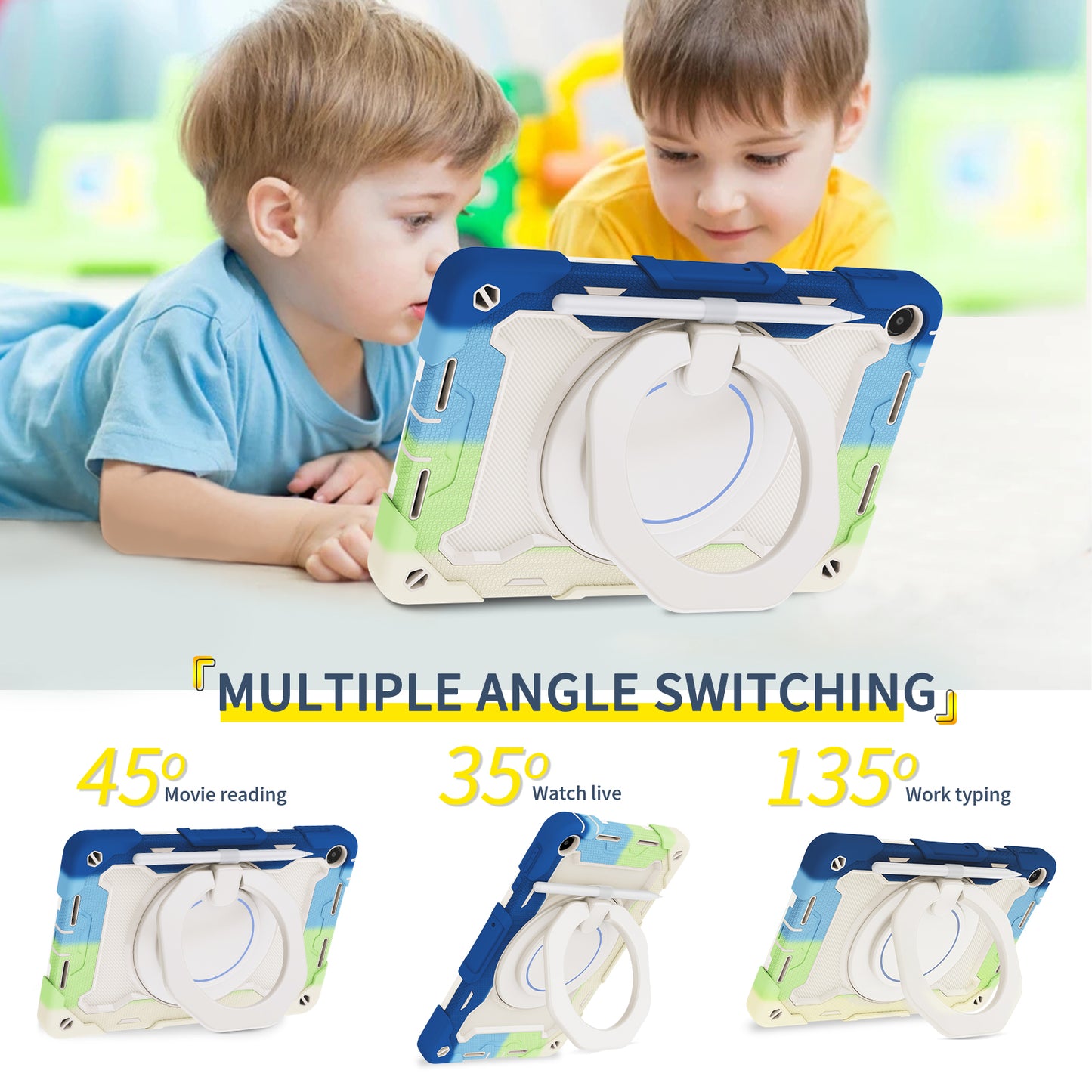 For Huawei MatePad SE 10.4-inch Rotating Handle Kickstand Tablet Cover Silicone+PC Protective Case with Shoulder Strap