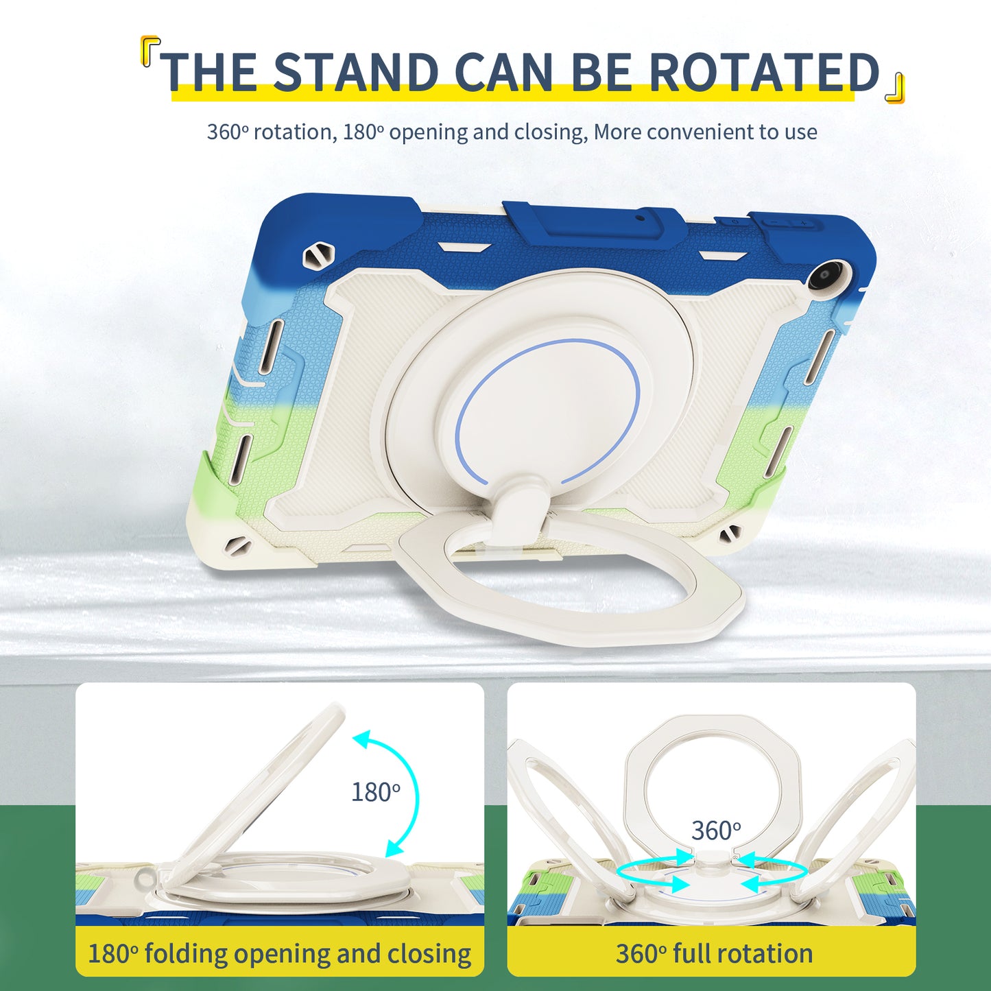 For Huawei MatePad SE 10.4-inch Rotating Handle Kickstand Tablet Cover Silicone+PC Protective Case with Shoulder Strap
