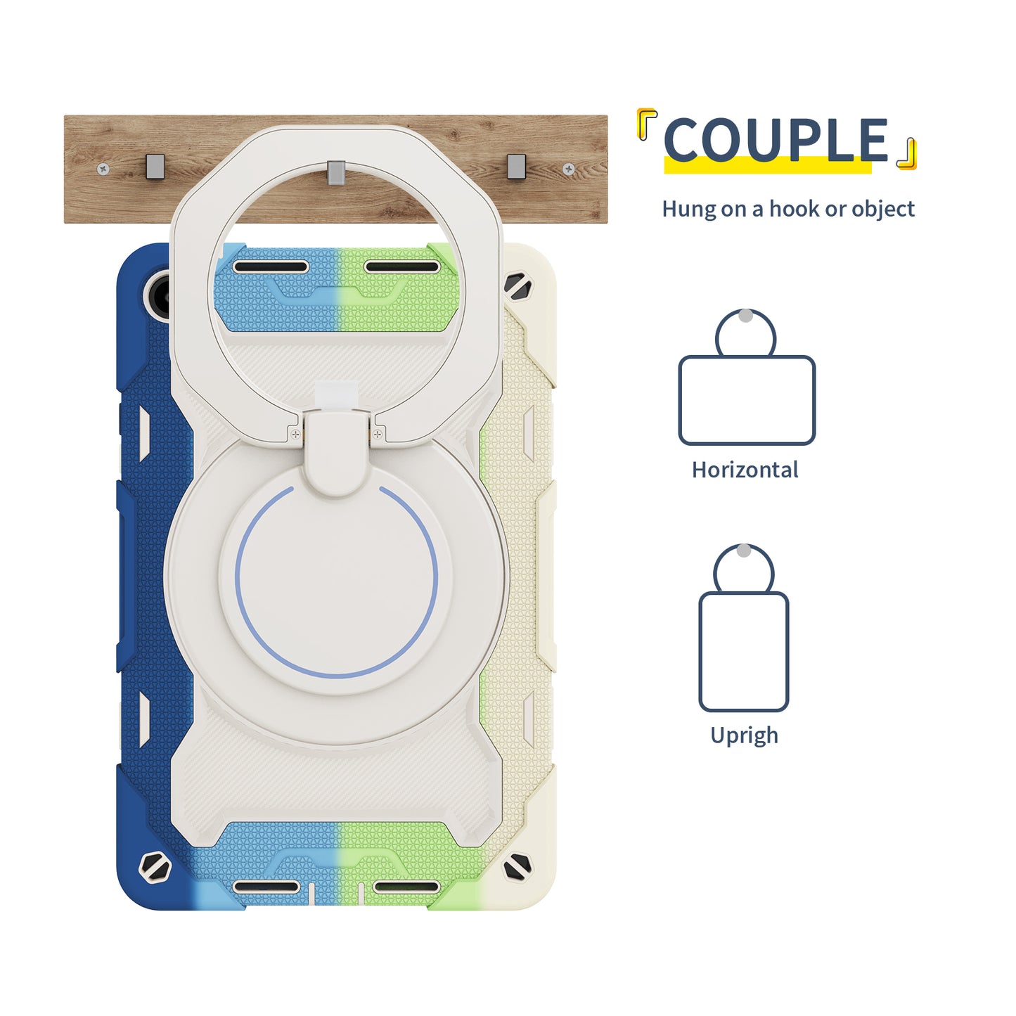For Huawei MatePad SE 10.4-inch Rotating Handle Kickstand Tablet Cover Silicone+PC Protective Case with Shoulder Strap