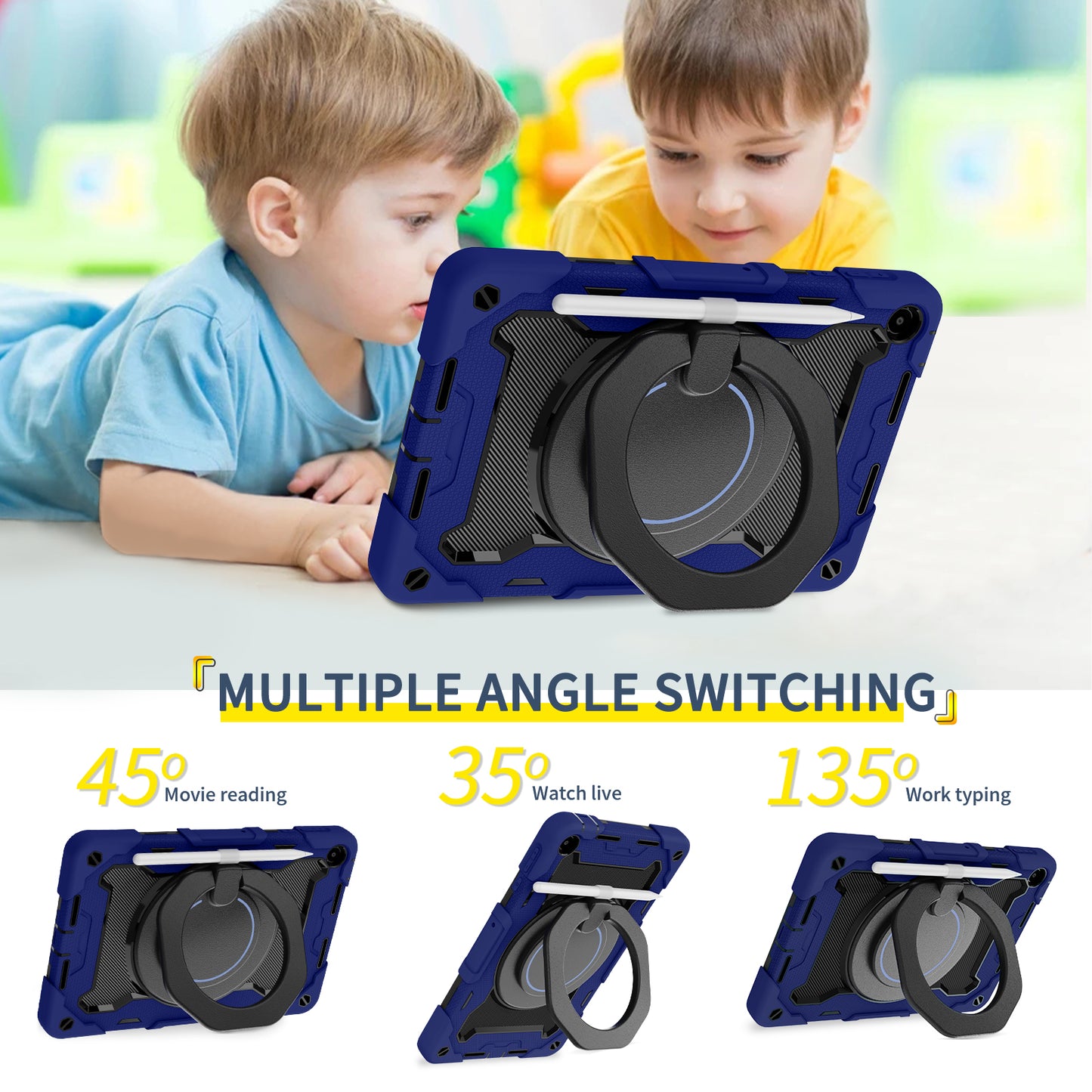 For Huawei MatePad SE 10.4-inch Rotating Handle Kickstand Tablet Cover Silicone+PC Protective Case with Shoulder Strap