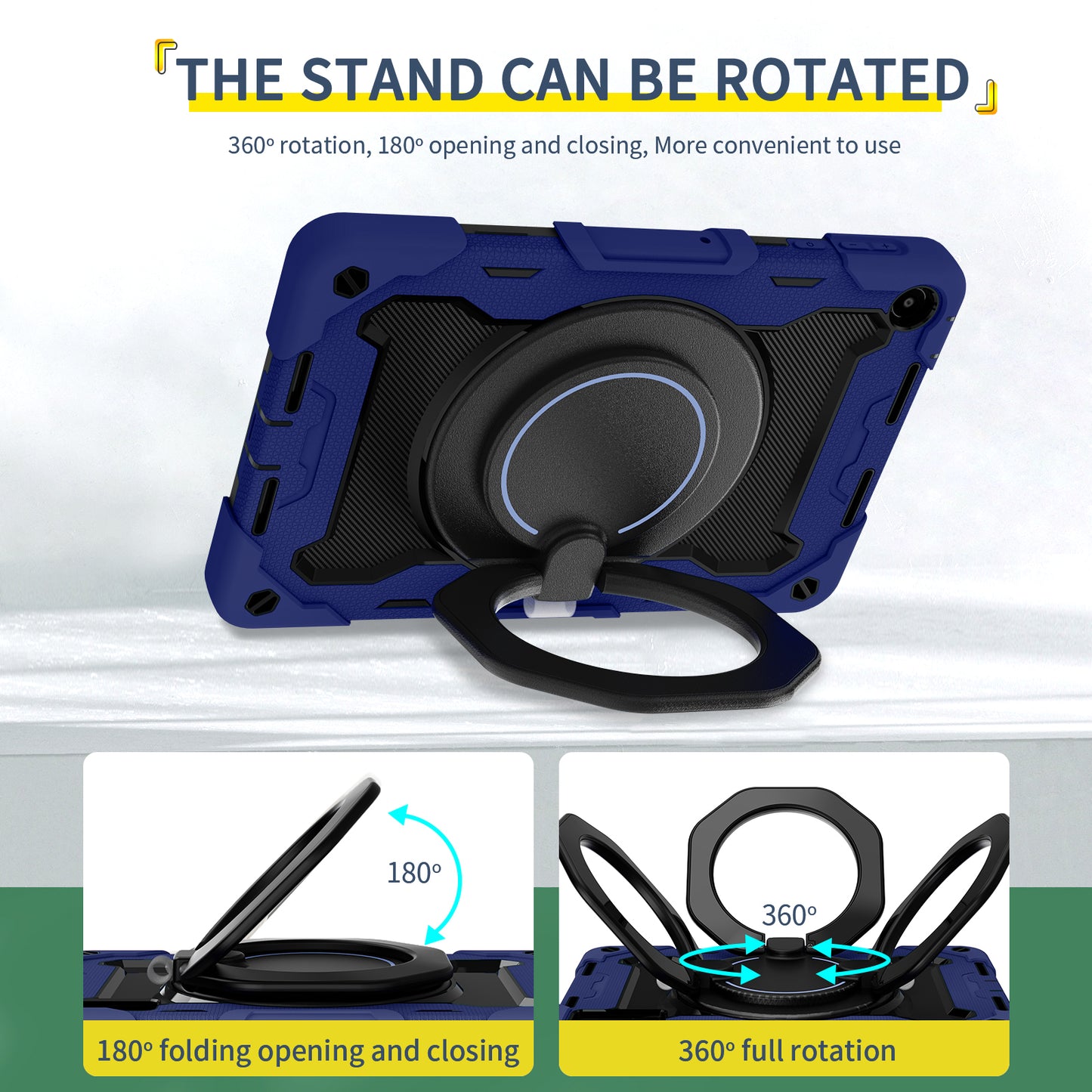 For Huawei MatePad SE 10.4-inch Rotating Handle Kickstand Tablet Cover Silicone+PC Protective Case with Shoulder Strap