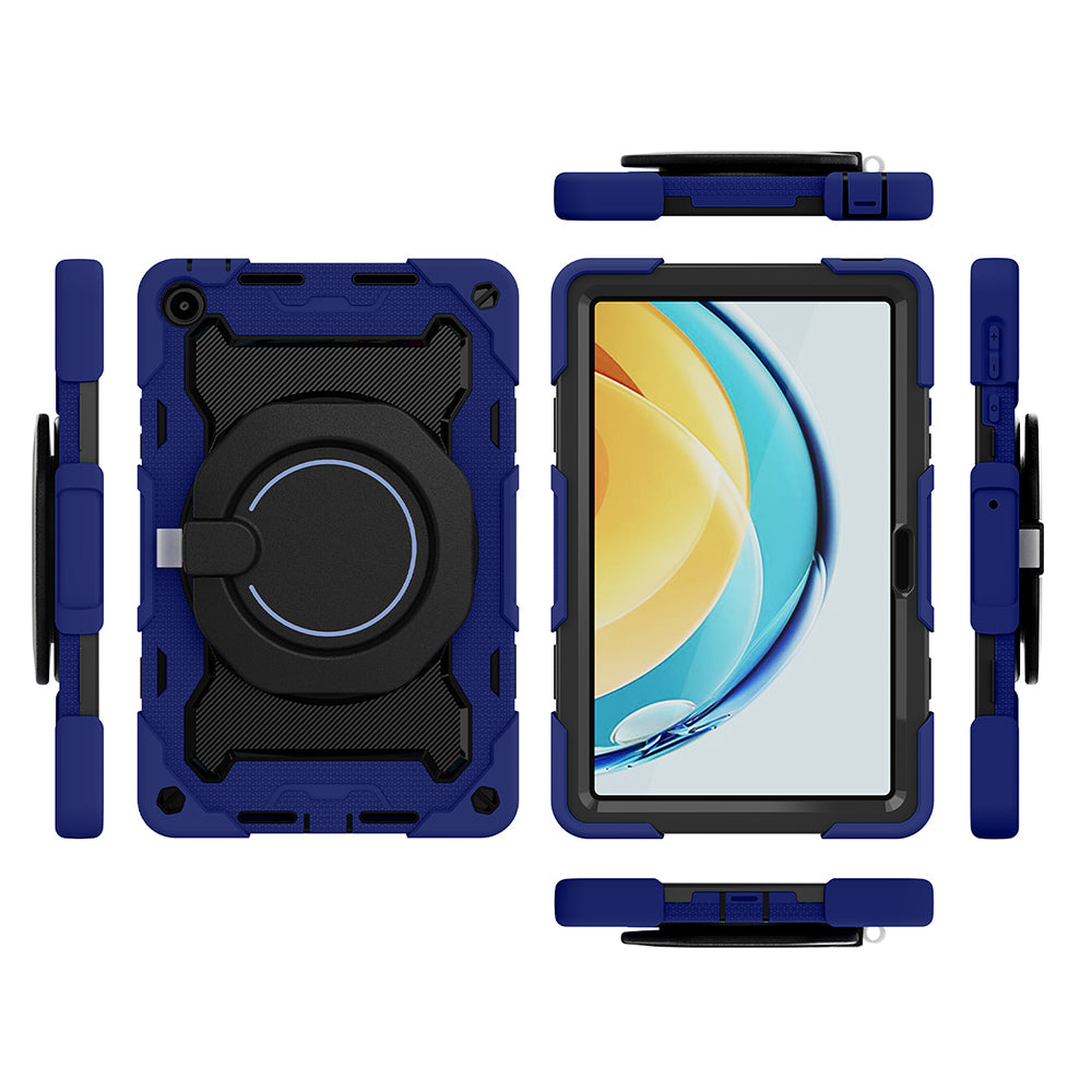 For Huawei MatePad SE 10.4-inch Rotating Handle Kickstand Tablet Cover Silicone+PC Protective Case with Shoulder Strap