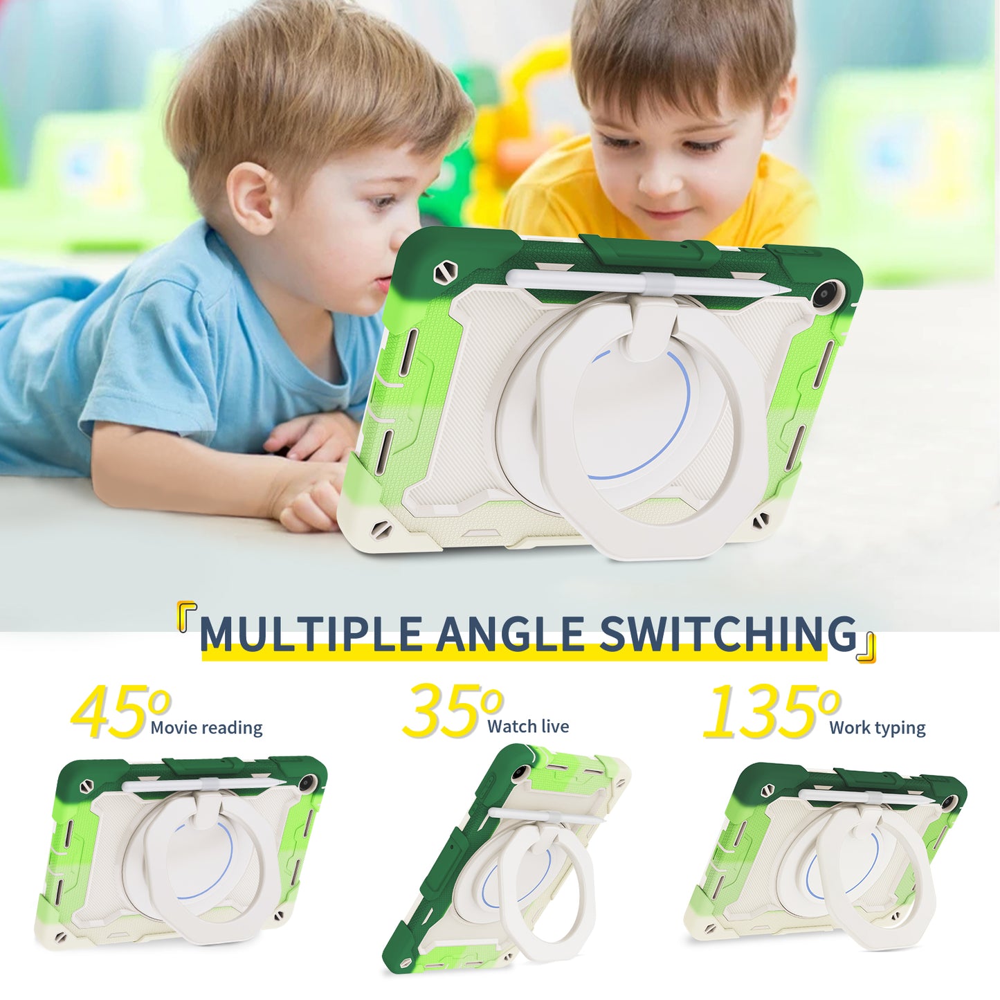 For Huawei MatePad SE 10.4-inch Rotating Handle Kickstand Tablet Cover Silicone+PC Protective Case with Shoulder Strap