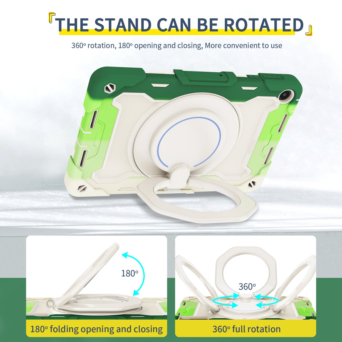 For Huawei MatePad SE 10.4-inch Rotating Handle Kickstand Tablet Cover Silicone+PC Protective Case with Shoulder Strap
