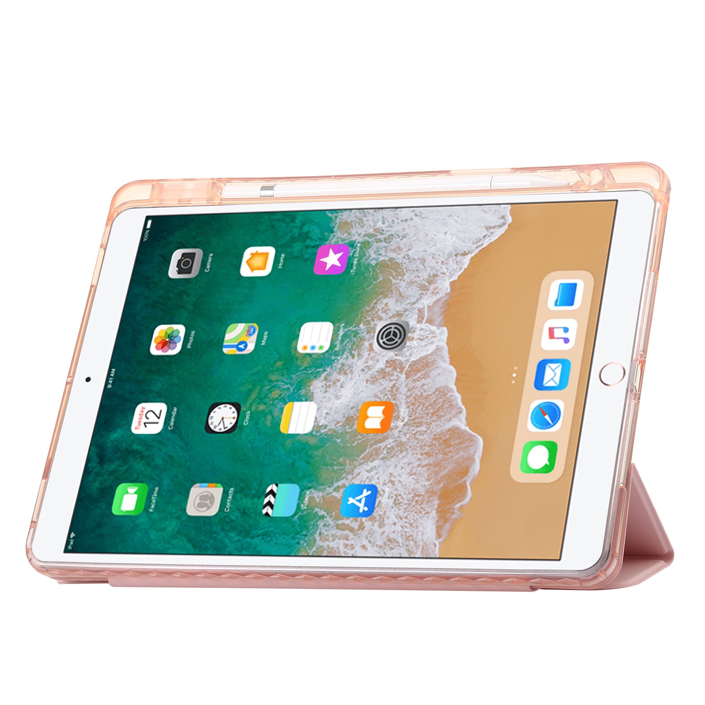 For iPad 10.2 (2021) / (2020) / (2019) Tri-fold Stand Tablet Case PU Leather Transparent Acrylic Tablet Cover