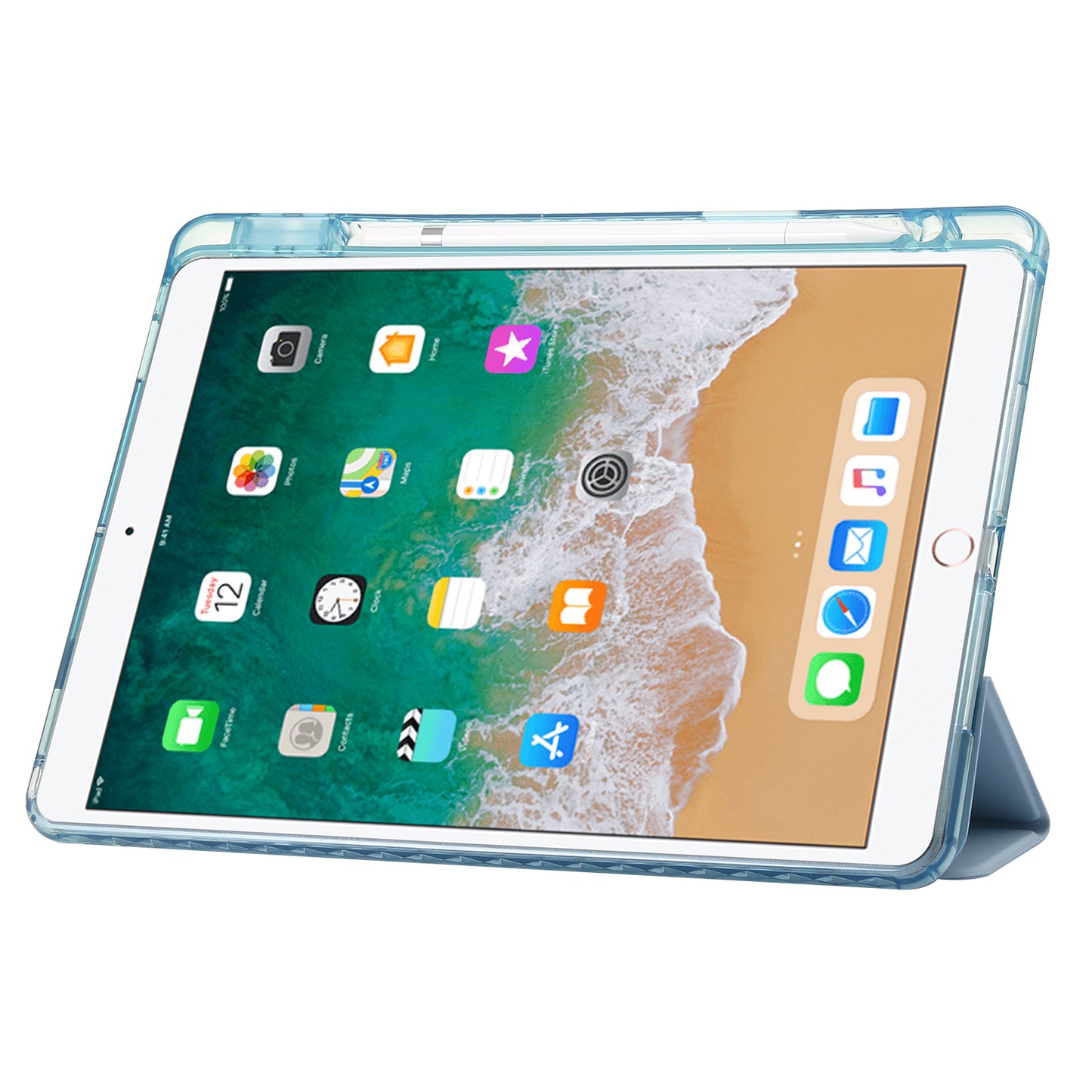 For iPad 10.2 (2021) / (2020) / (2019) Tri-fold Stand Tablet Case PU Leather Transparent Acrylic Tablet Cover