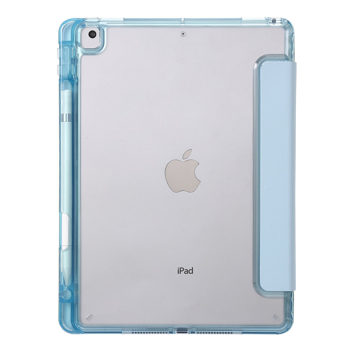 For iPad 10.2 (2021) / (2020) / (2019) Tri-fold Stand Tablet Case PU Leather Transparent Acrylic Tablet Cover