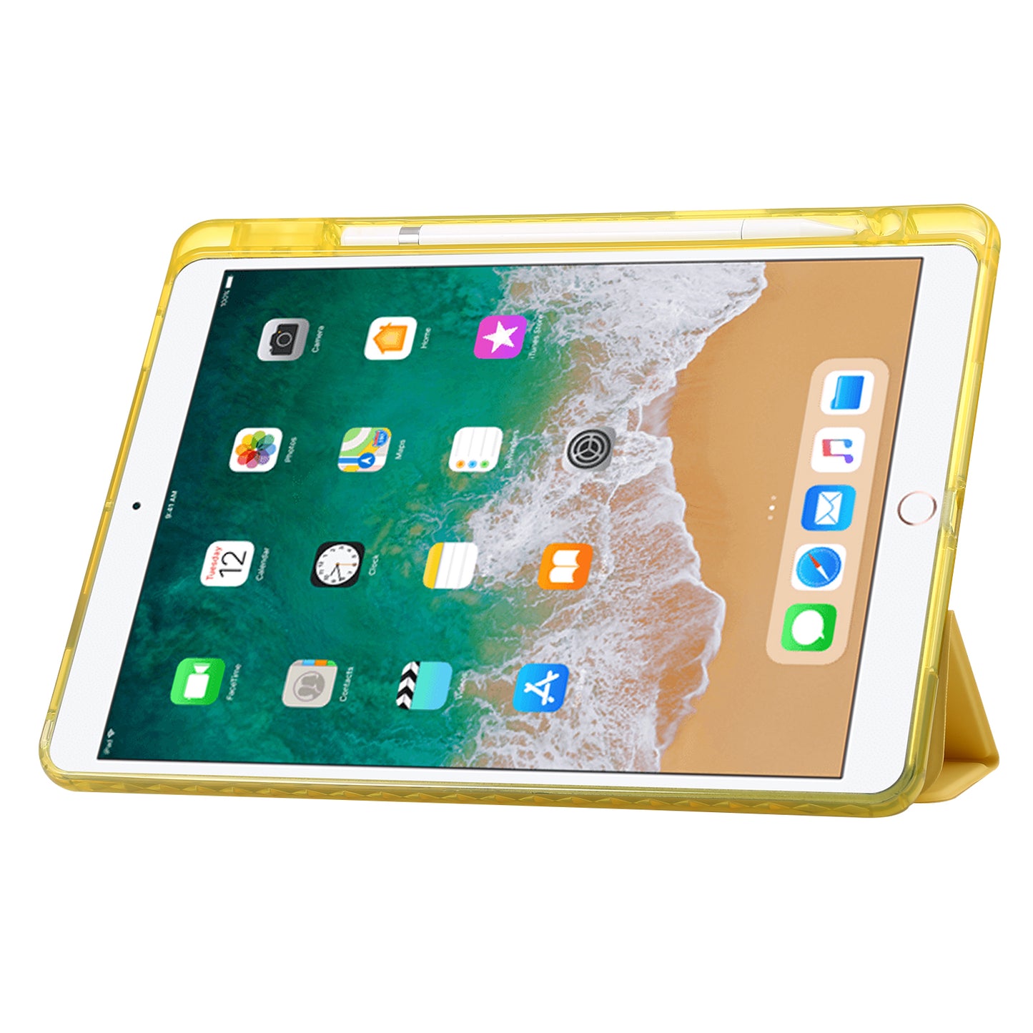 For iPad 10.2 (2021) / (2020) / (2019) Tri-fold Stand Tablet Case PU Leather Transparent Acrylic Tablet Cover