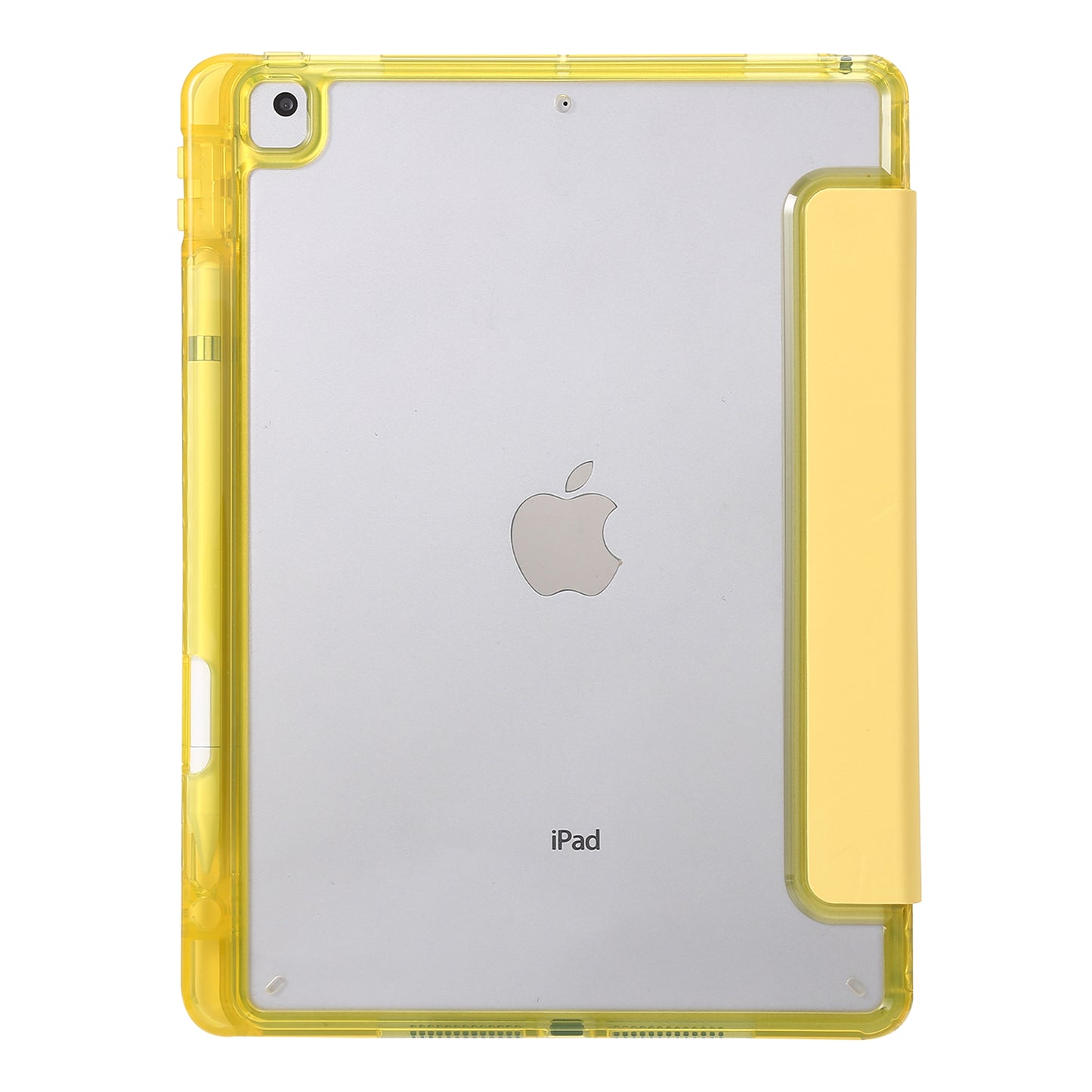 For iPad 10.2 (2021) / (2020) / (2019) Tri-fold Stand Tablet Case PU Leather Transparent Acrylic Tablet Cover