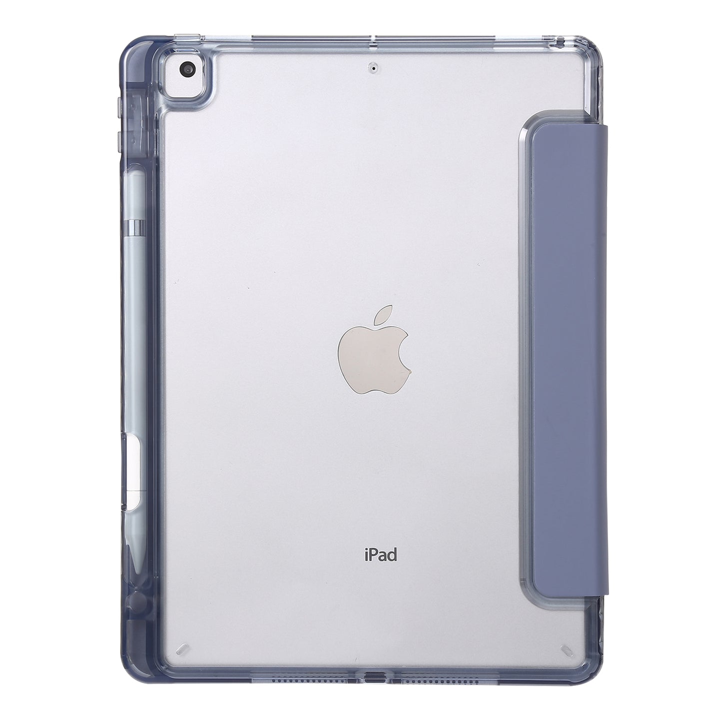 For iPad 10.2 (2021) / (2020) / (2019) Tri-fold Stand Tablet Case PU Leather Transparent Acrylic Tablet Cover