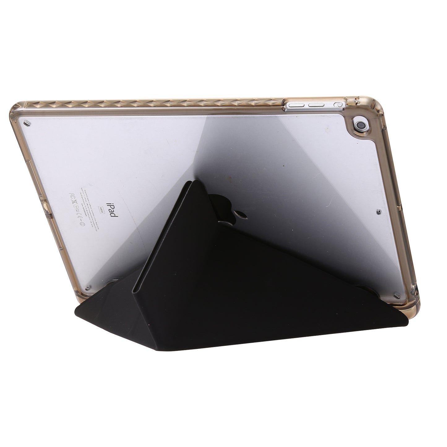 For iPad Air (2013) / Air 2 / iPad 9.7-inch (2017) / (2018) Leather+Clear Acrylic Tablet Case Origami Tri-fold Stand Tablet Cover