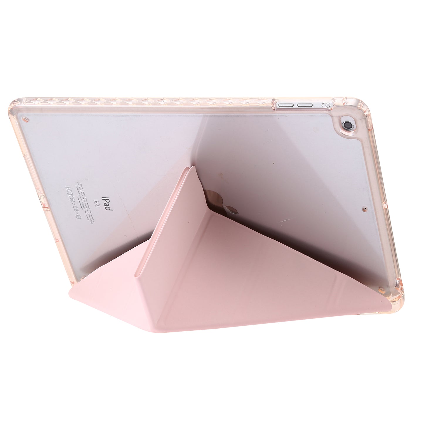 For iPad Air (2013) / Air 2 / iPad 9.7-inch (2017) / (2018) Leather+Clear Acrylic Tablet Case Origami Tri-fold Stand Tablet Cover