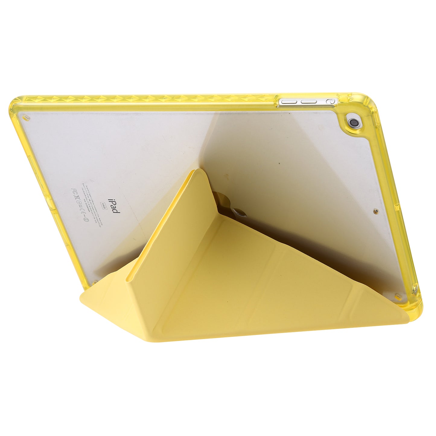 For iPad Air (2013) / Air 2 / iPad 9.7-inch (2017) / (2018) Leather+Clear Acrylic Tablet Case Origami Tri-fold Stand Tablet Cover