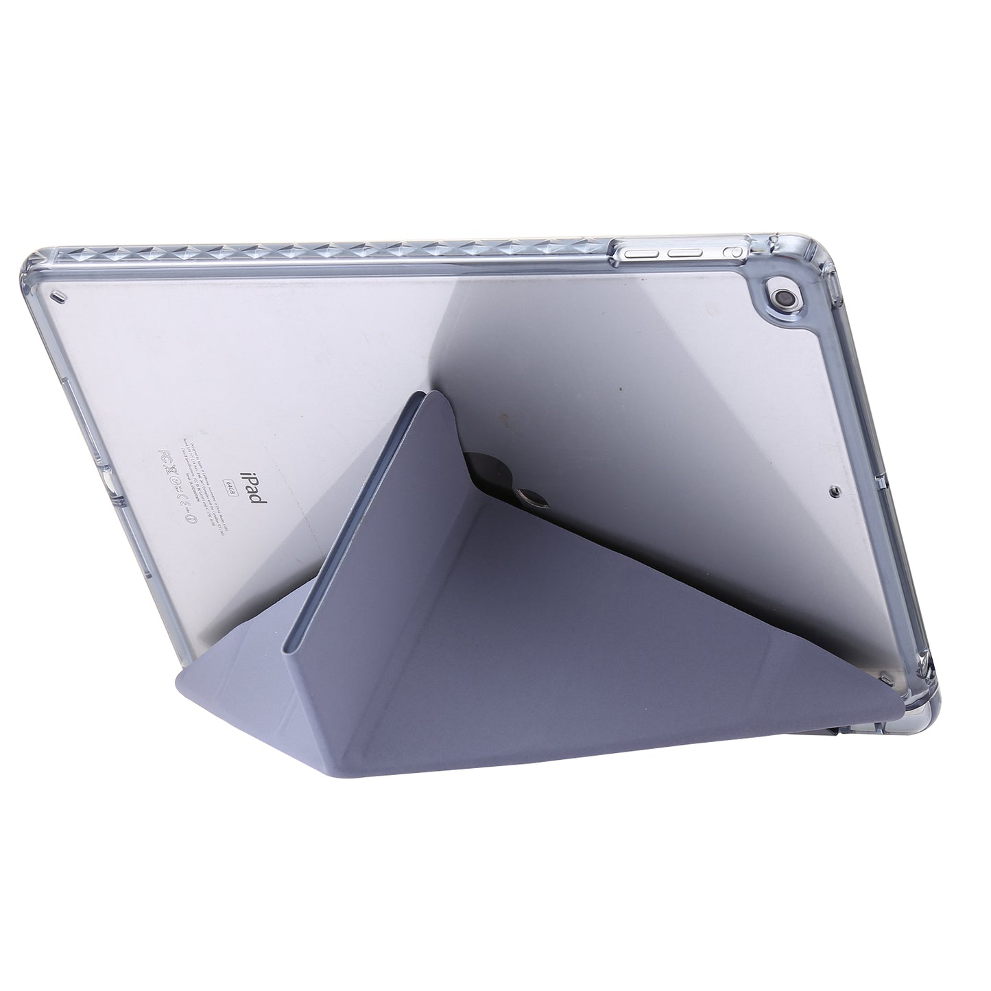 For iPad Air (2013) / Air 2 / iPad 9.7-inch (2017) / (2018) Leather+Clear Acrylic Tablet Case Origami Tri-fold Stand Tablet Cover