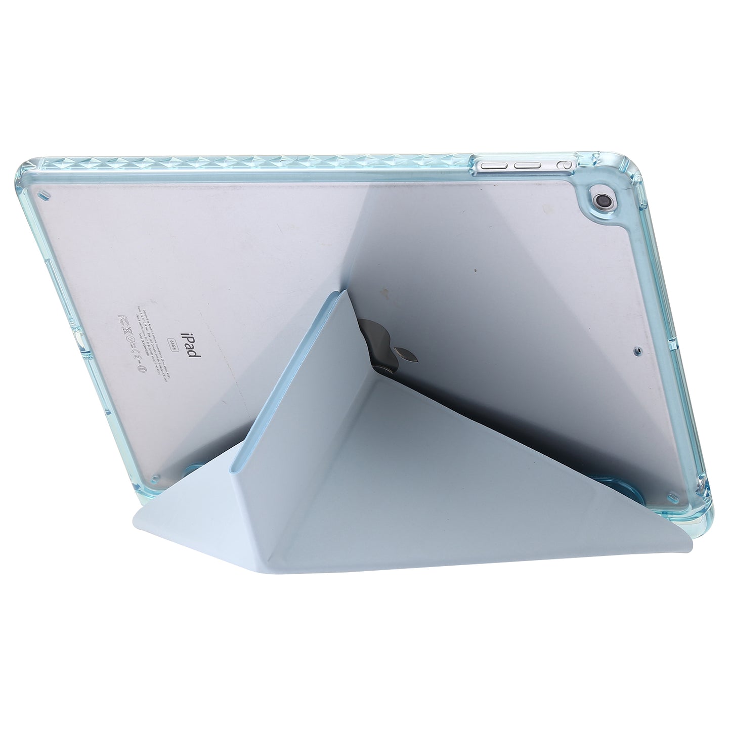 For iPad Air (2013) / Air 2 / iPad 9.7-inch (2017) / (2018) Leather+Clear Acrylic Tablet Case Origami Tri-fold Stand Tablet Cover