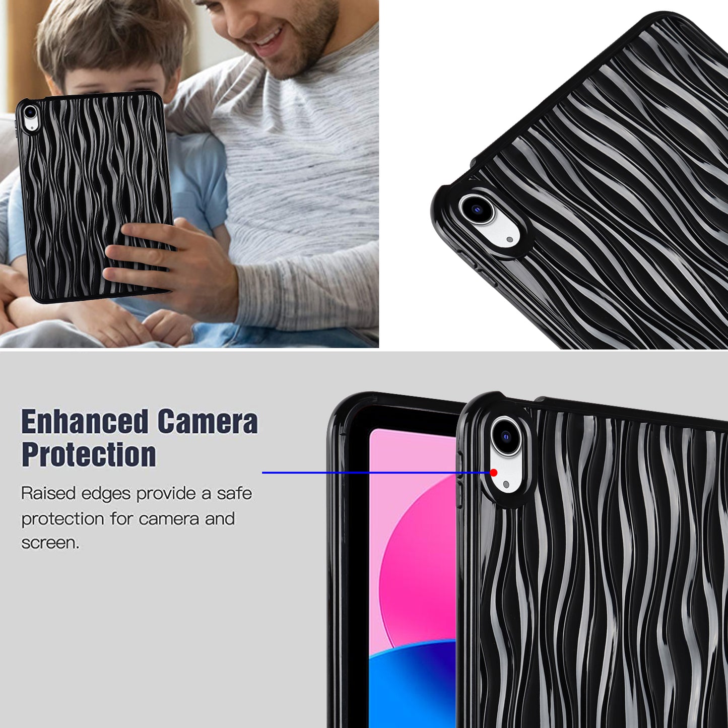 For iPad 10.9 (2022) Wave Texture Shockproof Cover Soft TPU Tablet Protective Case
