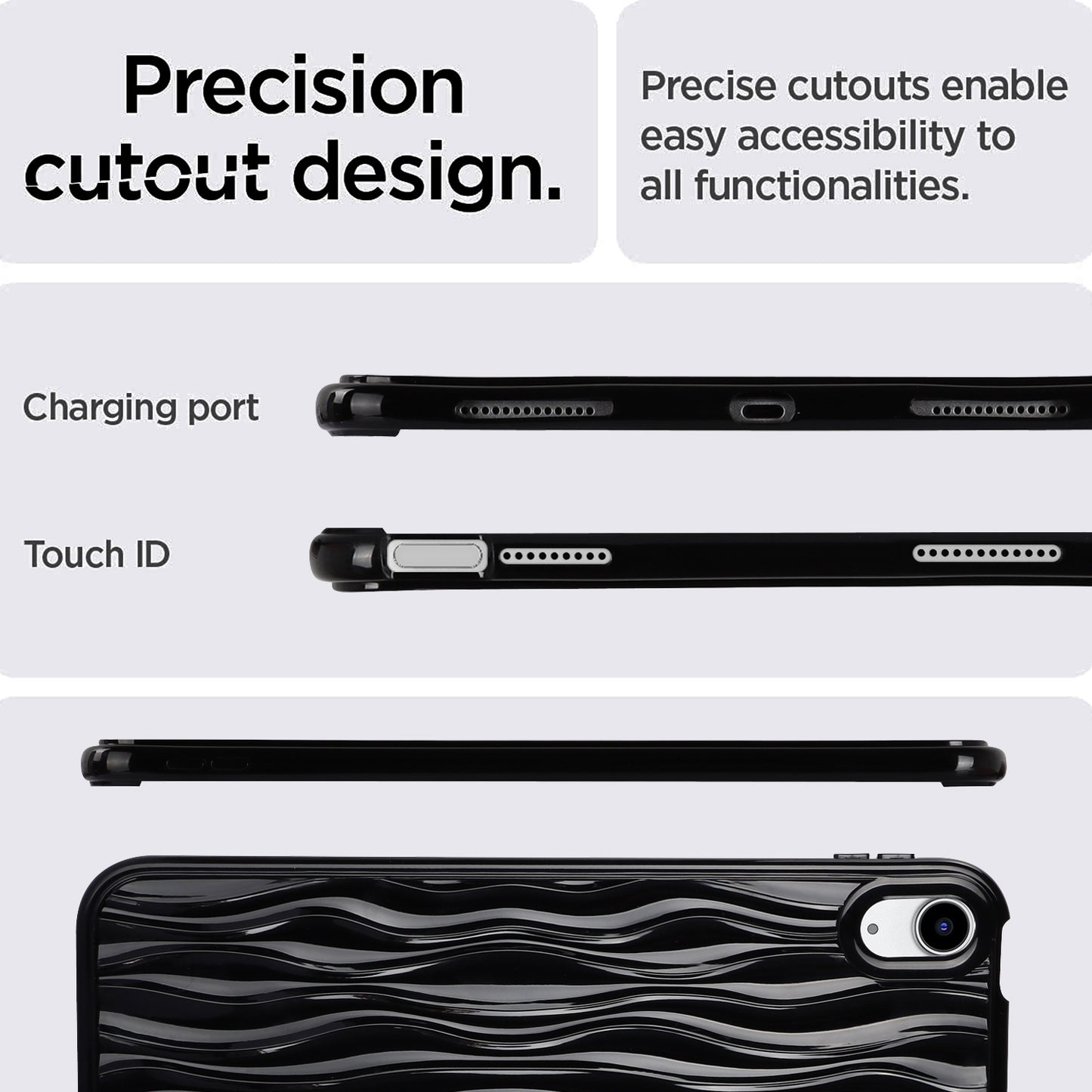 For iPad 10.9 (2022) Wave Texture Shockproof Cover Soft TPU Tablet Protective Case