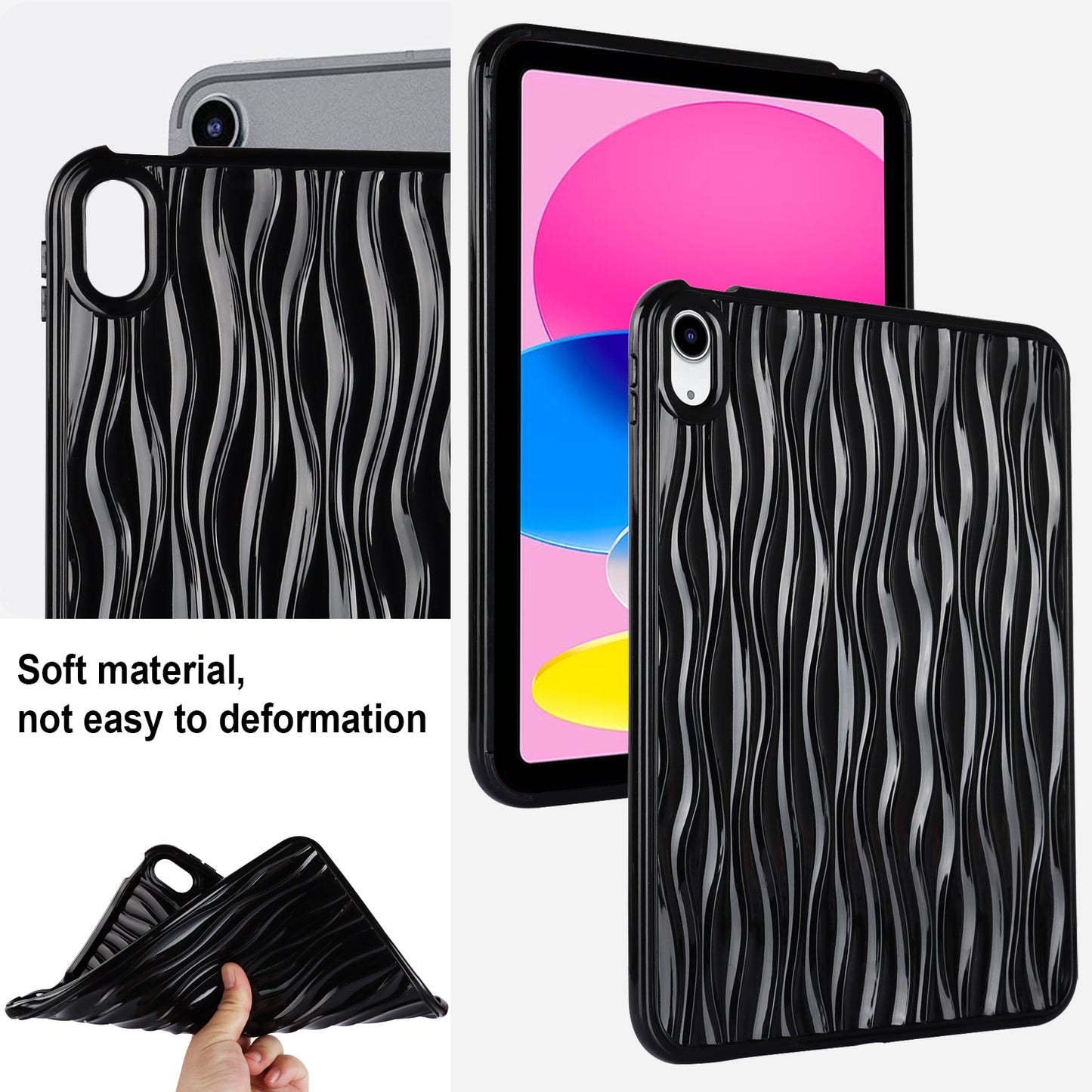 For iPad 10.9 (2022) Wave Texture Shockproof Cover Soft TPU Tablet Protective Case