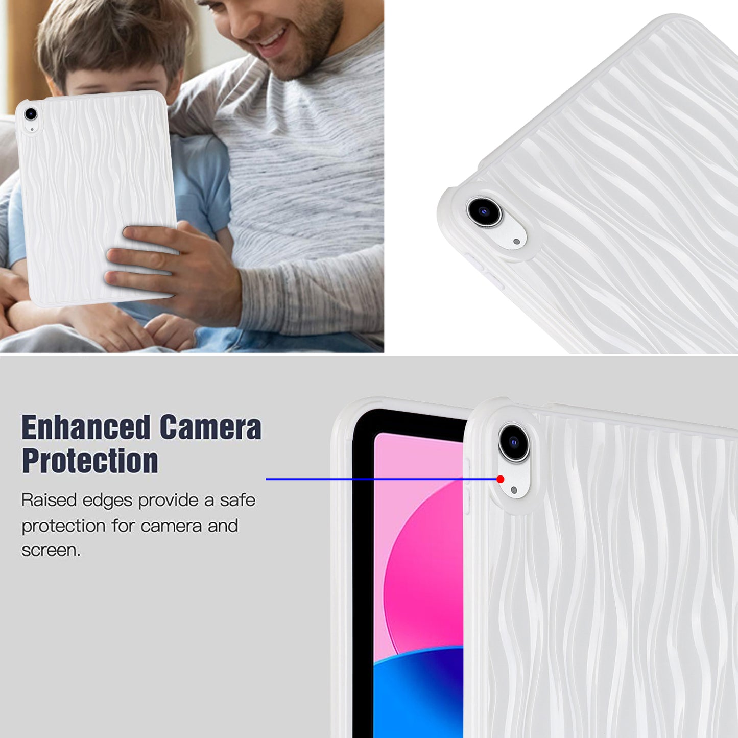 For iPad 10.9 (2022) Wave Texture Shockproof Cover Soft TPU Tablet Protective Case