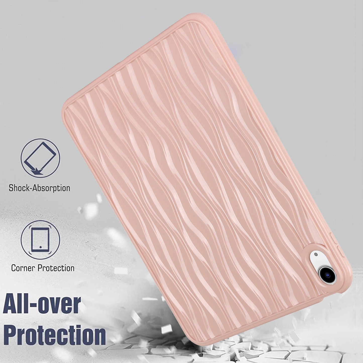 For iPad 10.9 (2022) Wave Texture Shockproof Cover Soft TPU Tablet Protective Case