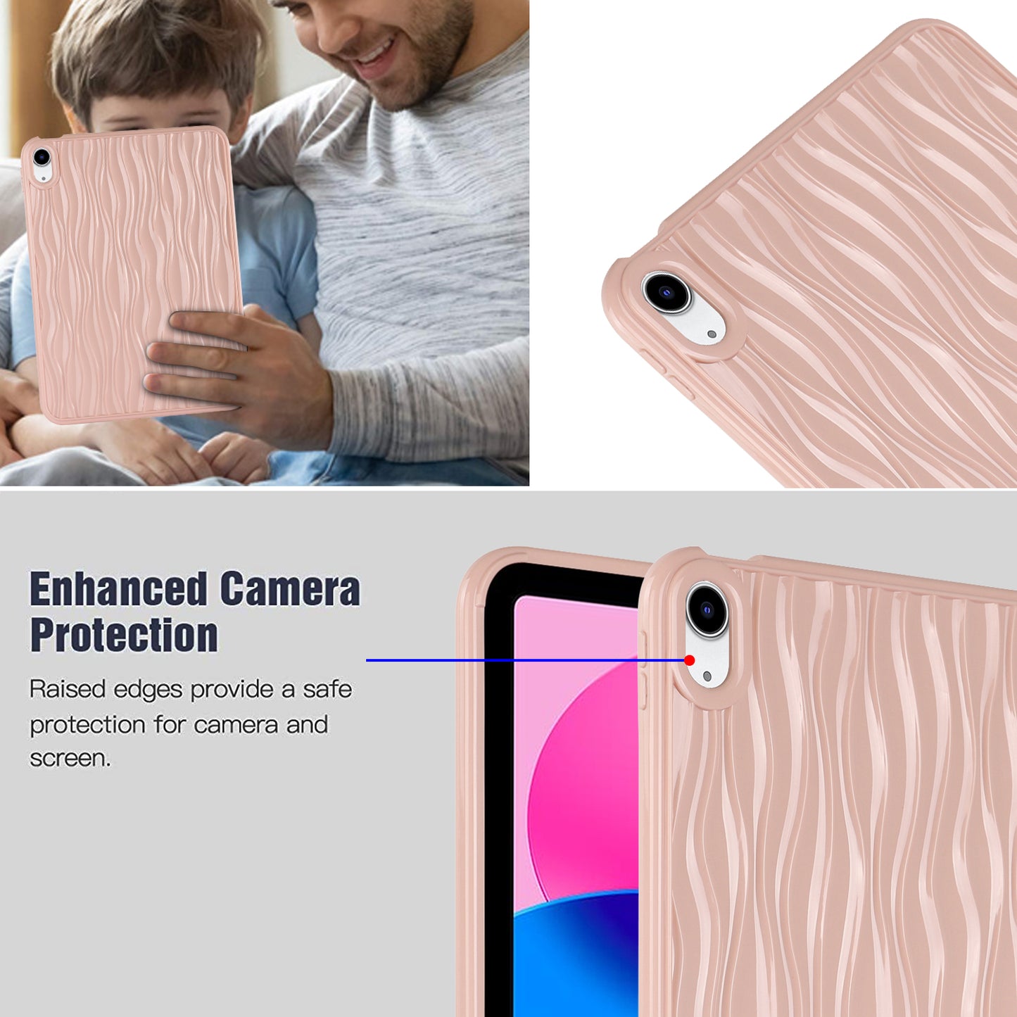 For iPad 10.9 (2022) Wave Texture Shockproof Cover Soft TPU Tablet Protective Case