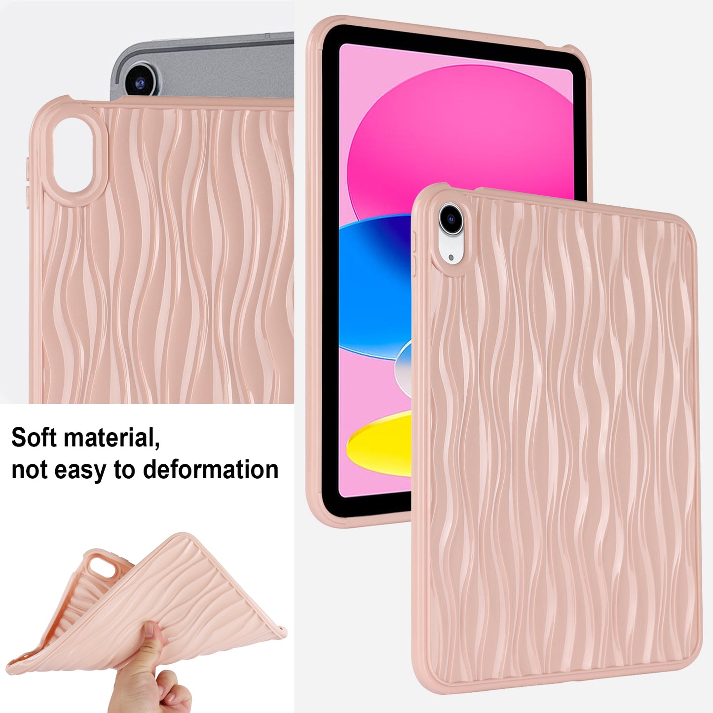 For iPad 10.9 (2022) Wave Texture Shockproof Cover Soft TPU Tablet Protective Case