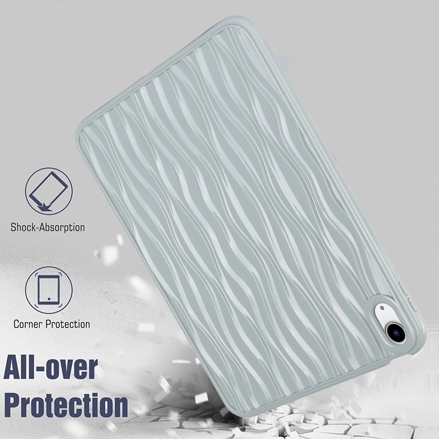 For iPad 10.9 (2022) Wave Texture Shockproof Cover Soft TPU Tablet Protective Case