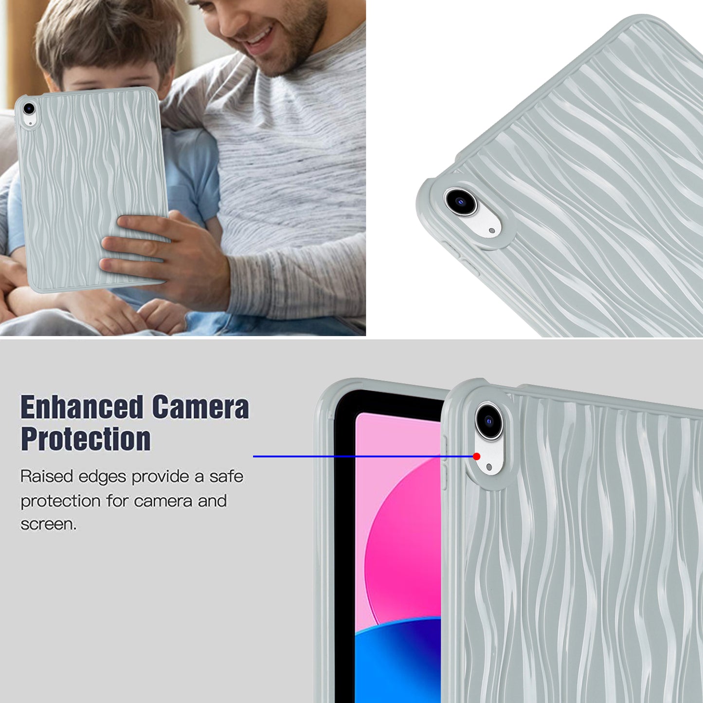 For iPad 10.9 (2022) Wave Texture Shockproof Cover Soft TPU Tablet Protective Case