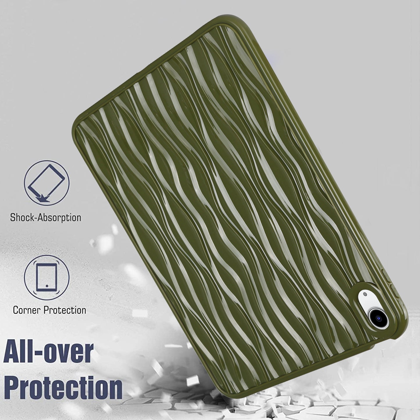For iPad 10.9 (2022) Wave Texture Shockproof Cover Soft TPU Tablet Protective Case