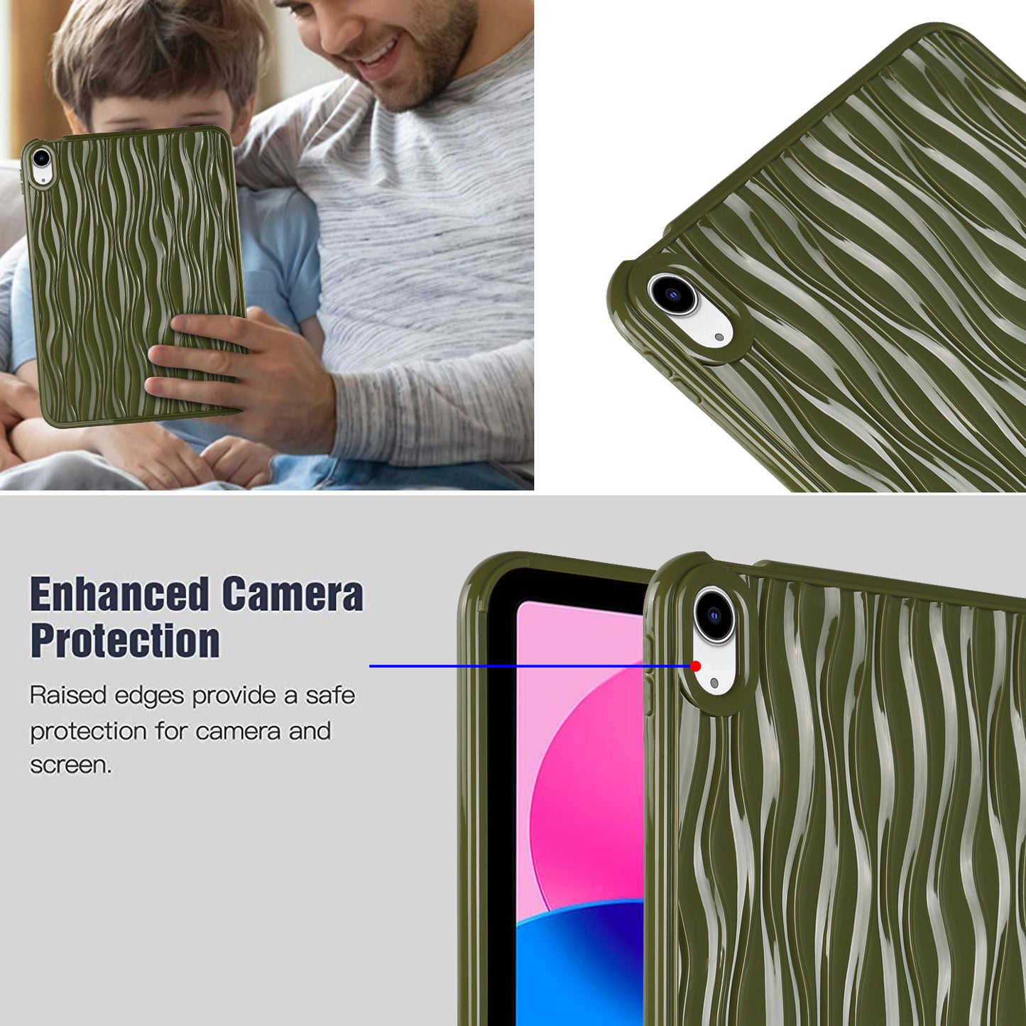 For iPad 10.9 (2022) Wave Texture Shockproof Cover Soft TPU Tablet Protective Case