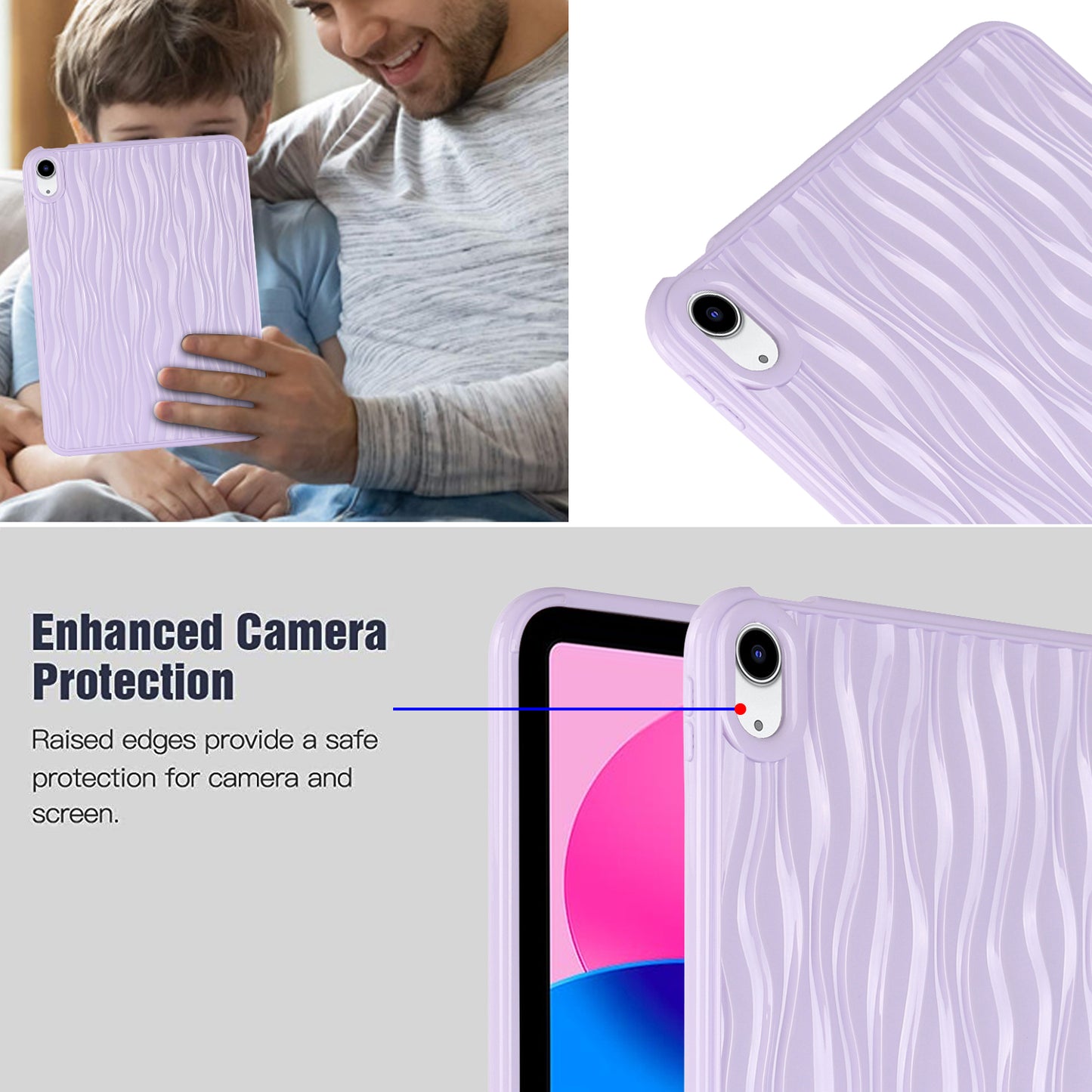 For iPad 10.9 (2022) Wave Texture Shockproof Cover Soft TPU Tablet Protective Case