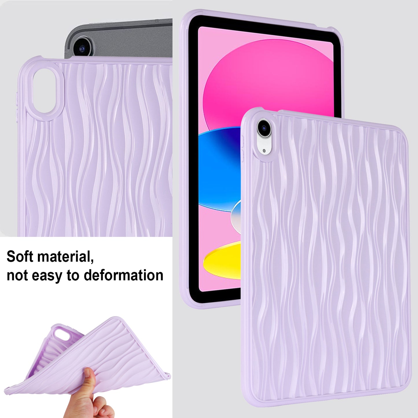 For iPad 10.9 (2022) Wave Texture Shockproof Cover Soft TPU Tablet Protective Case